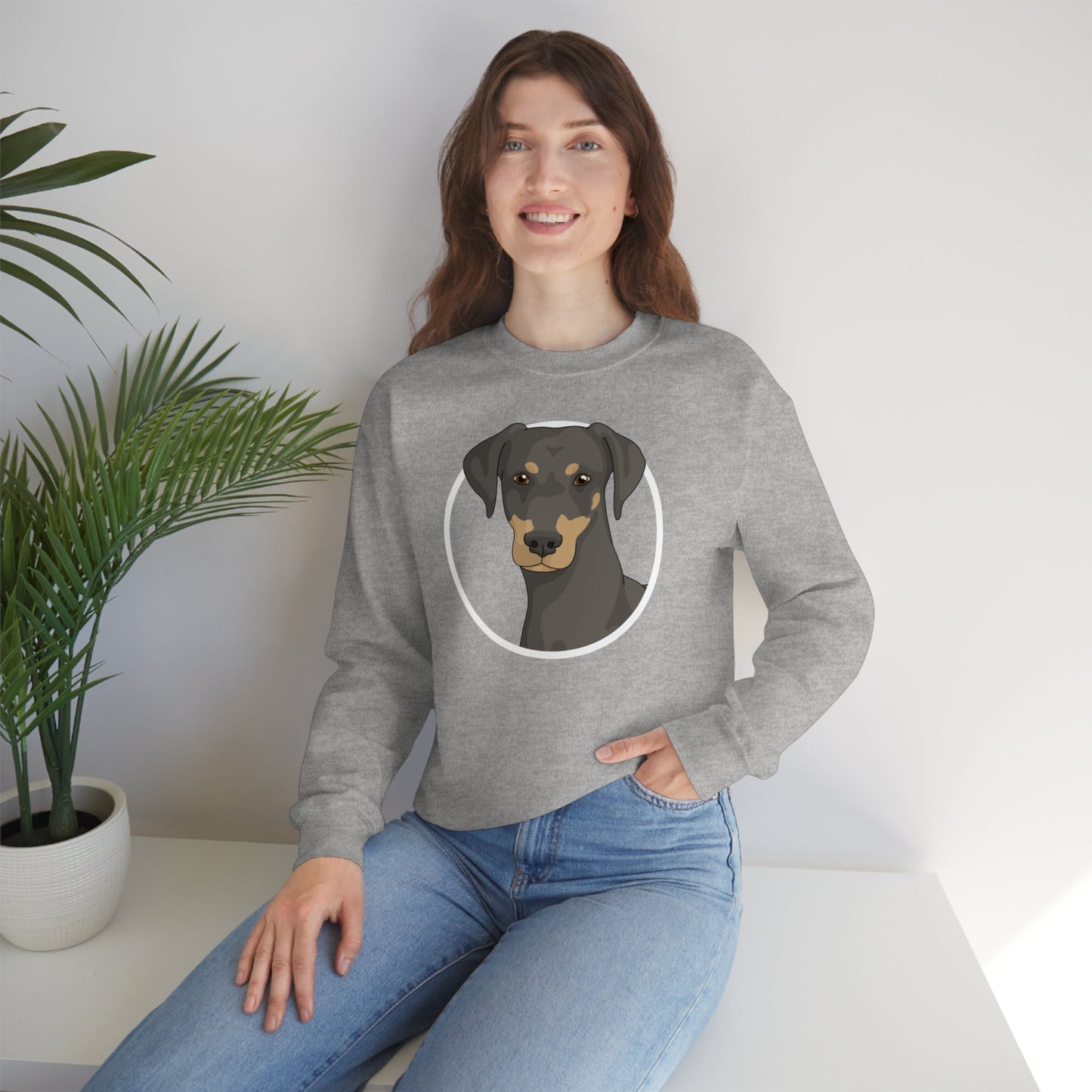 Doberman Circle | Crewneck Sweatshirt - Detezi Designs-28497237362093620650