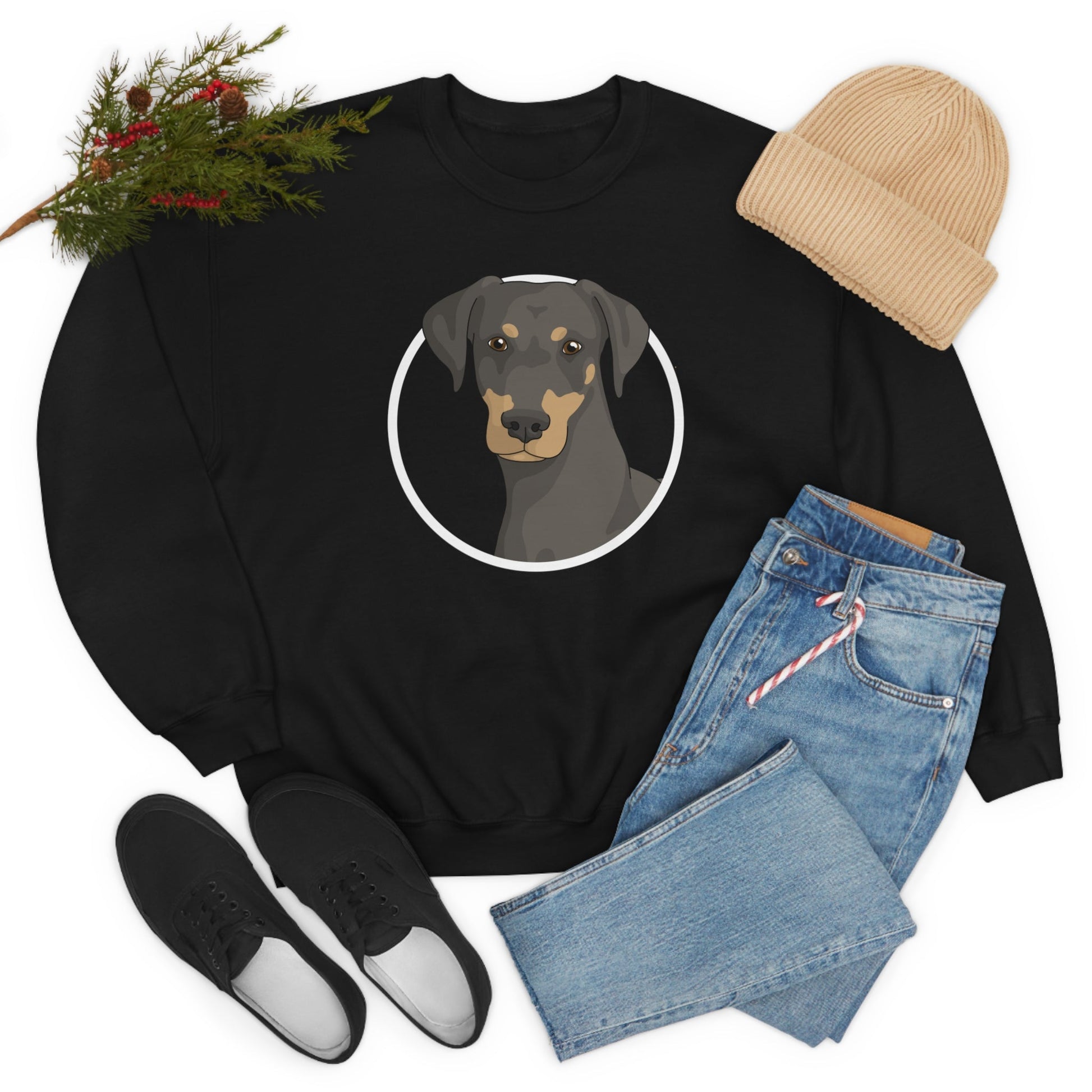 Doberman Circle | Crewneck Sweatshirt - Detezi Designs-28497237362093620650