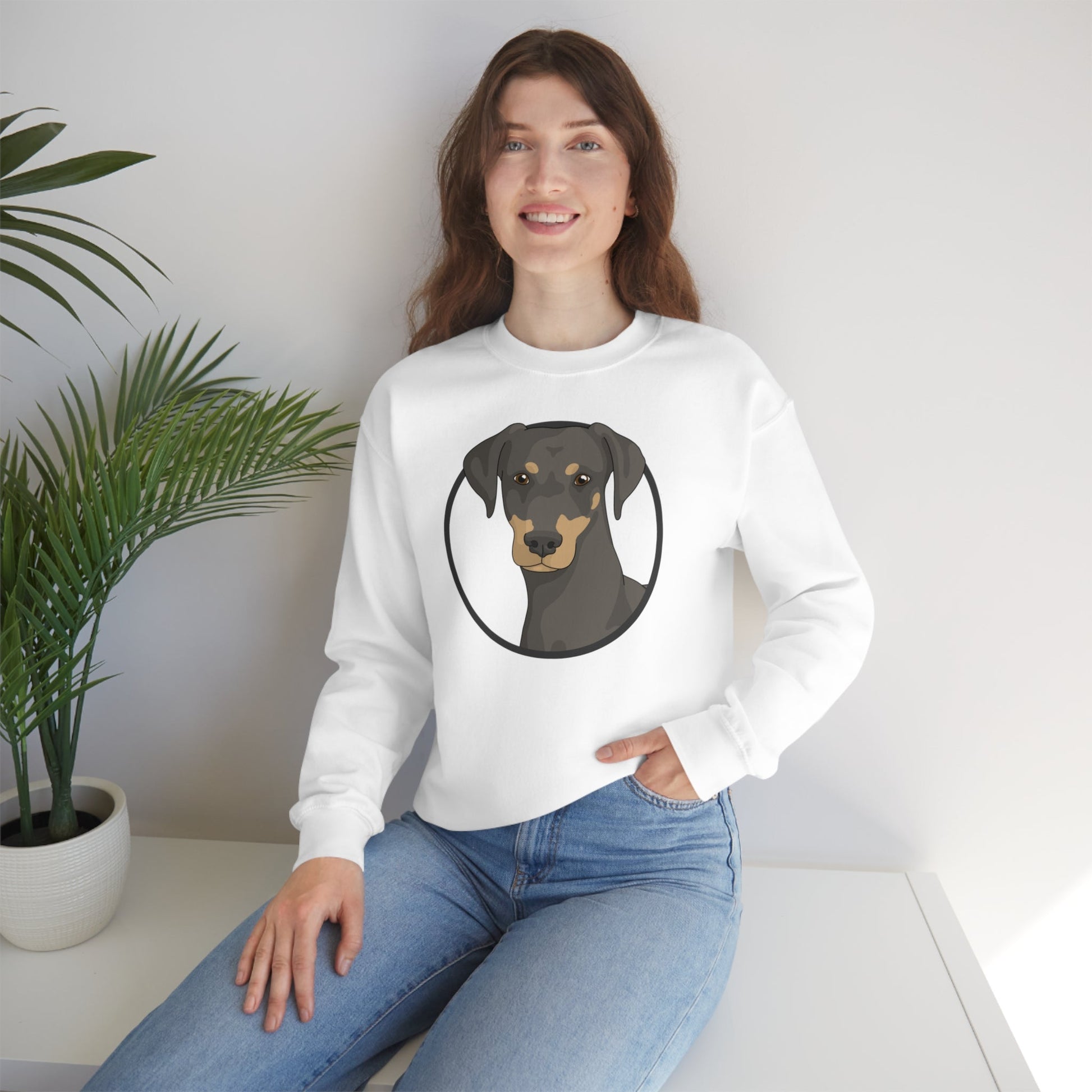 Doberman Circle | Crewneck Sweatshirt - Detezi Designs-28497237362093620650