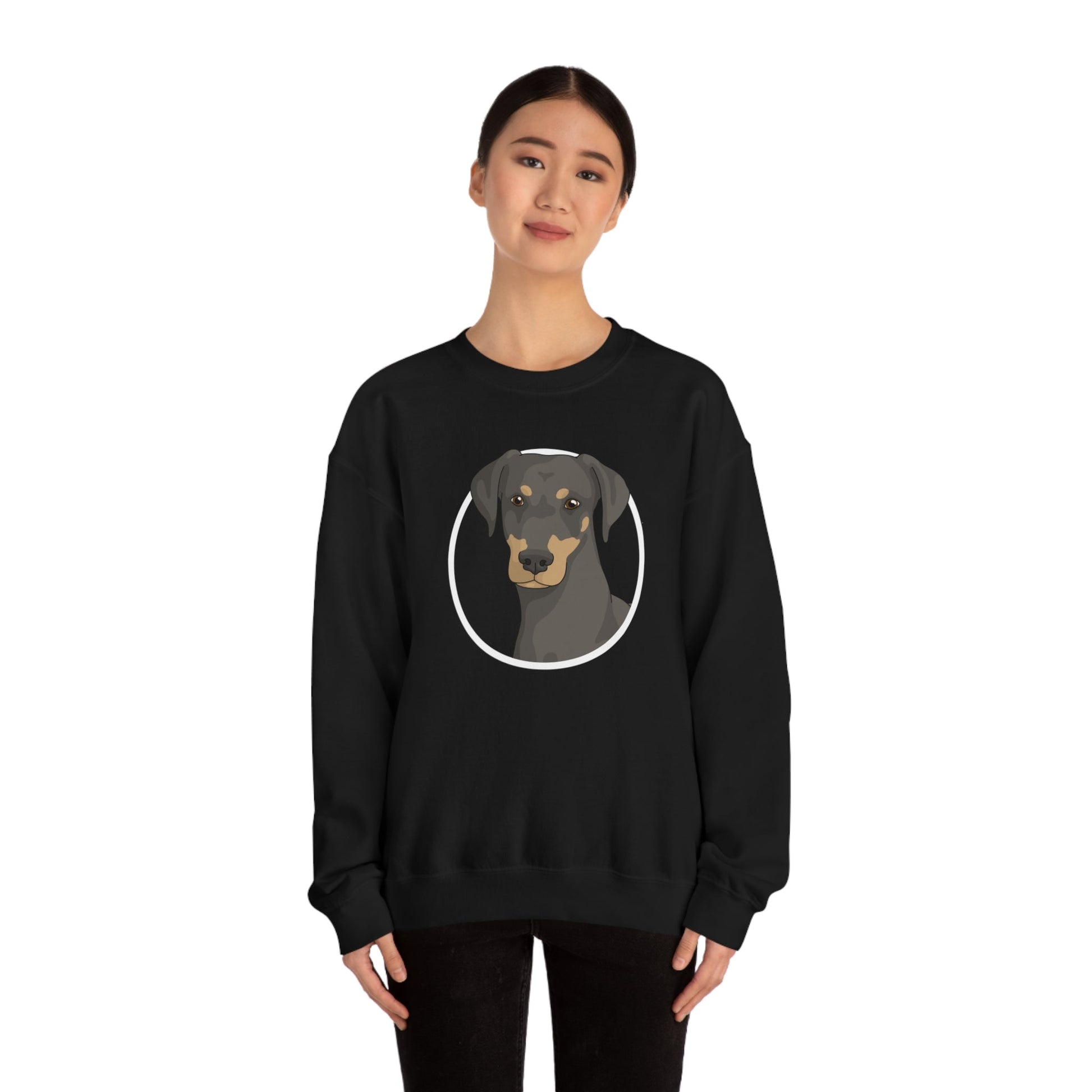 Doberman Circle | Crewneck Sweatshirt - Detezi Designs-28497237362093620650