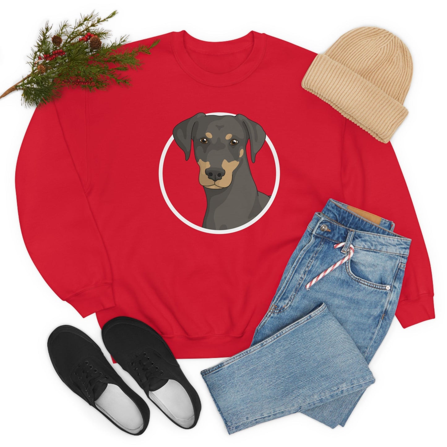 Doberman Circle | Crewneck Sweatshirt - Detezi Designs-28497237362093620650