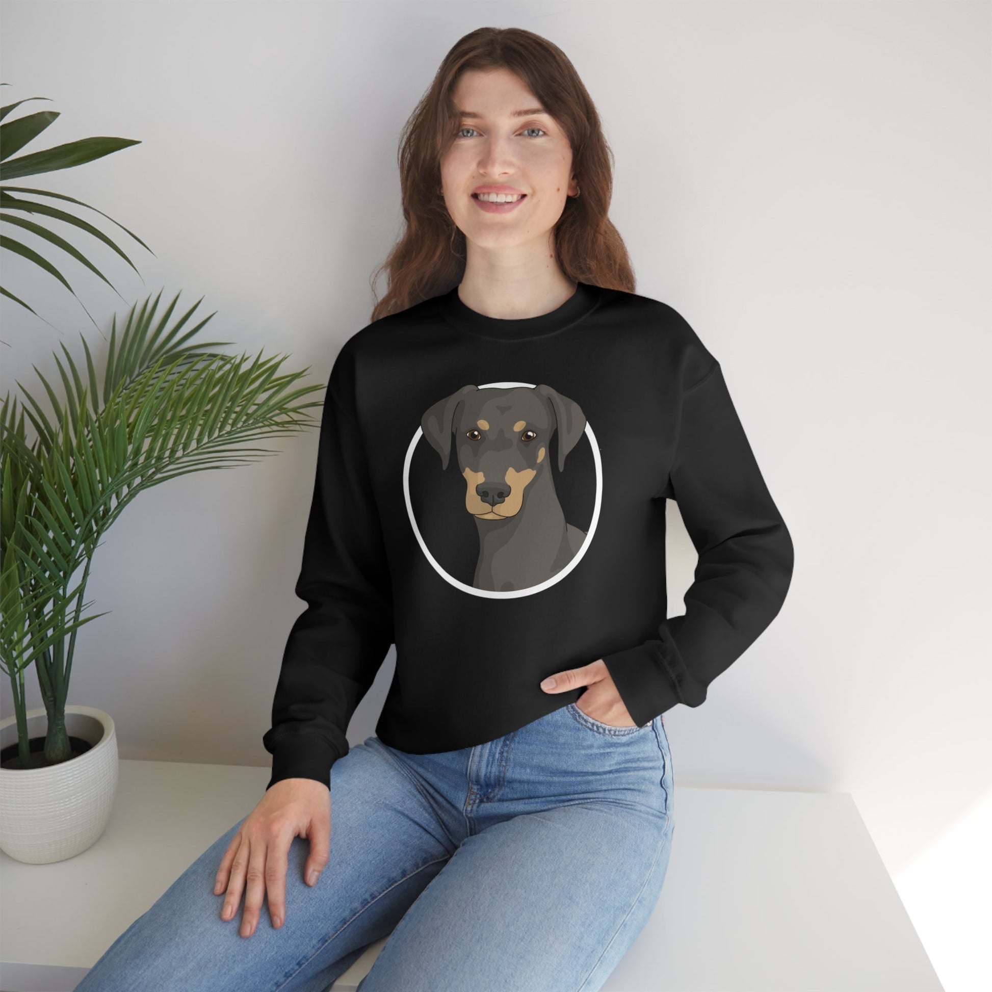 Doberman Circle | Crewneck Sweatshirt - Detezi Designs-28497237362093620650