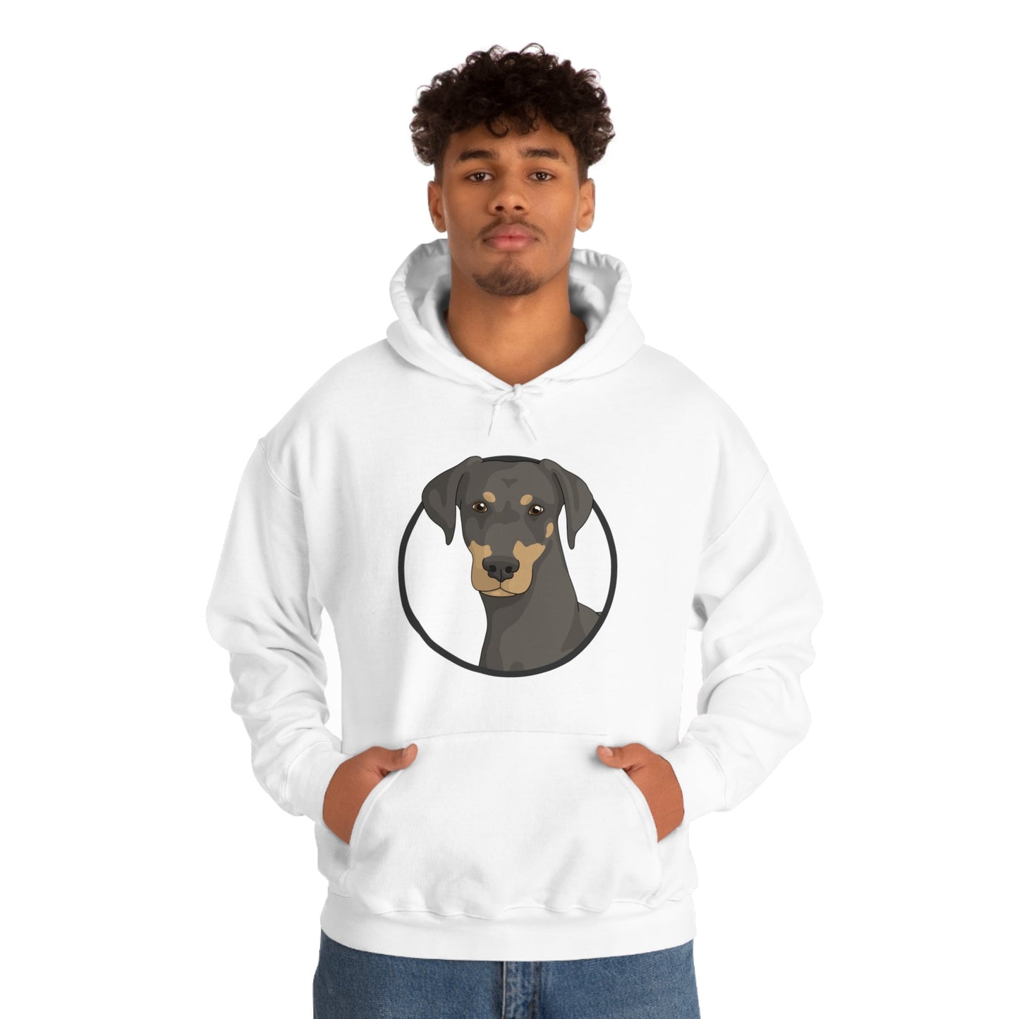 Doberman Circle | Hooded Sweatshirt - Detezi Designs-18258723515597282054
