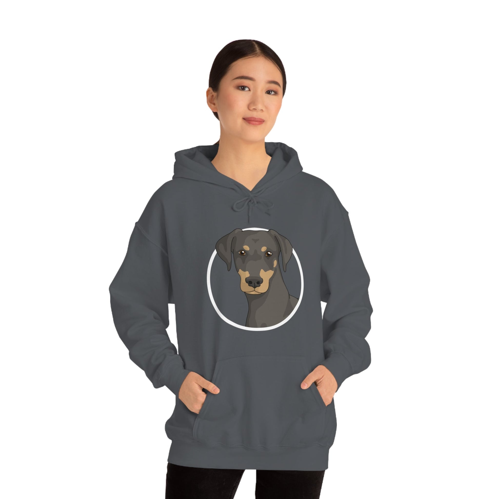Doberman Circle | Hooded Sweatshirt - Detezi Designs-18258723515597282054