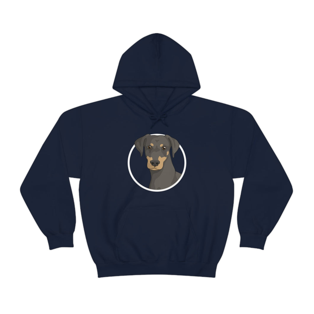 Doberman Circle | Hooded Sweatshirt - Detezi Designs-21523302672393568714