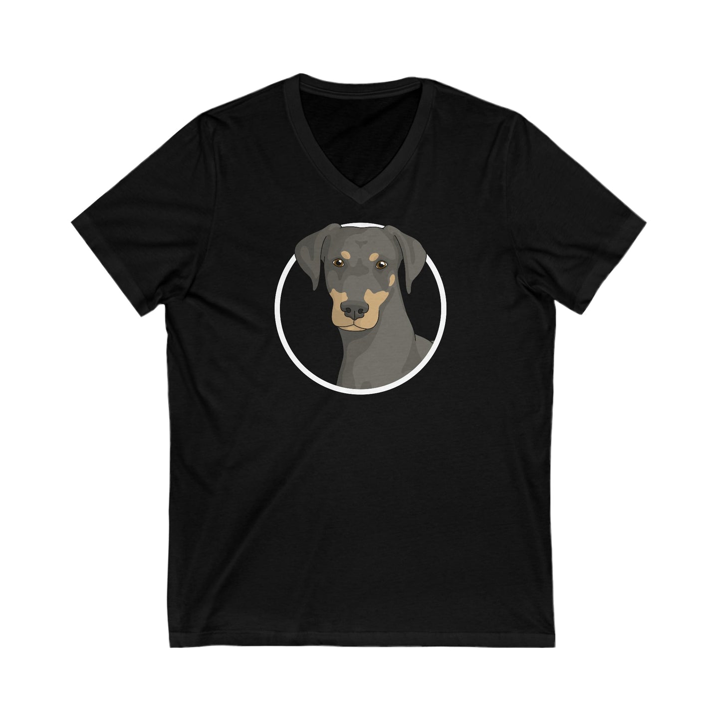 Doberman Circle | Unisex V-Neck Tee - Detezi Designs-13967897585233408324