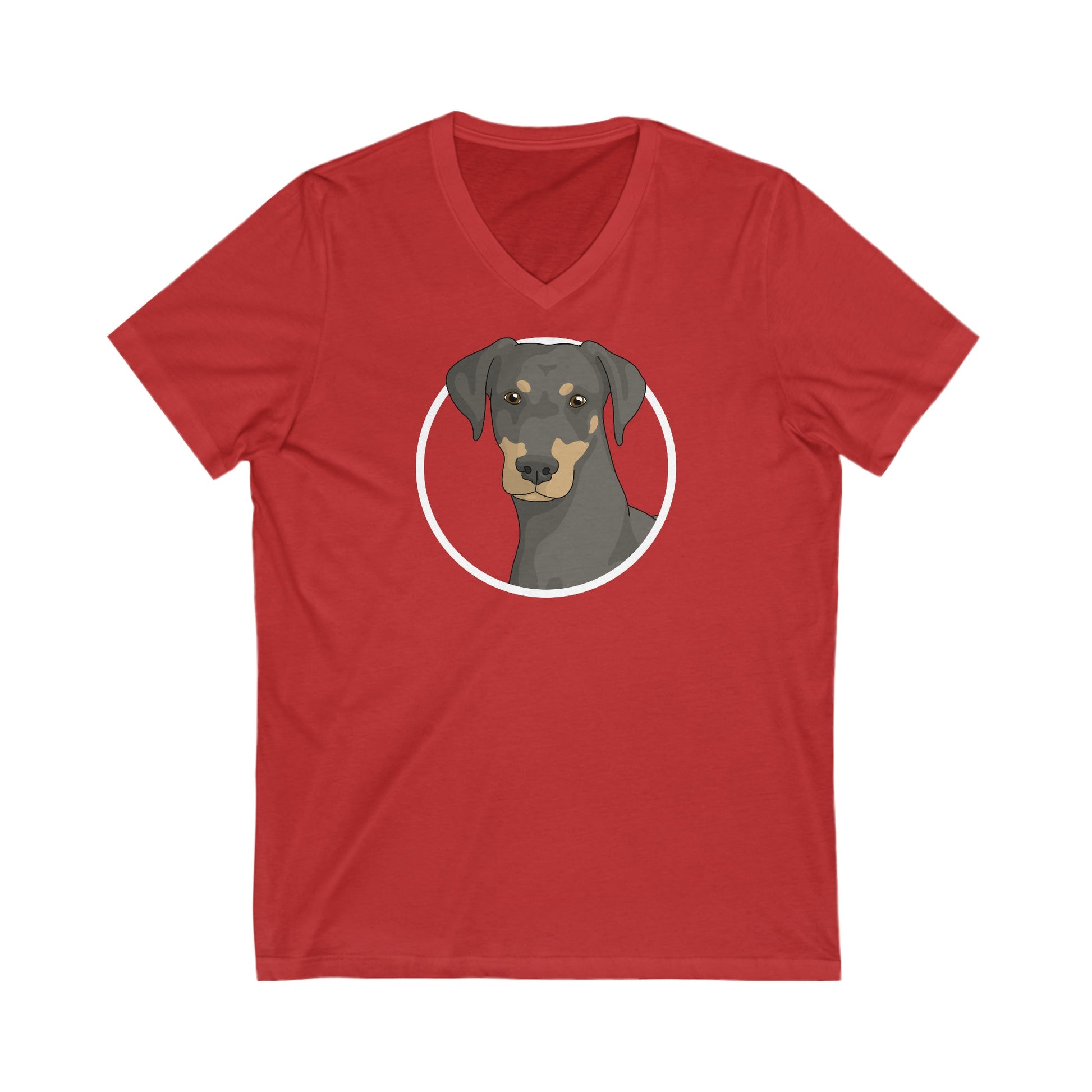 Doberman Circle | Unisex V-Neck Tee - Detezi Designs-32908268314123090776