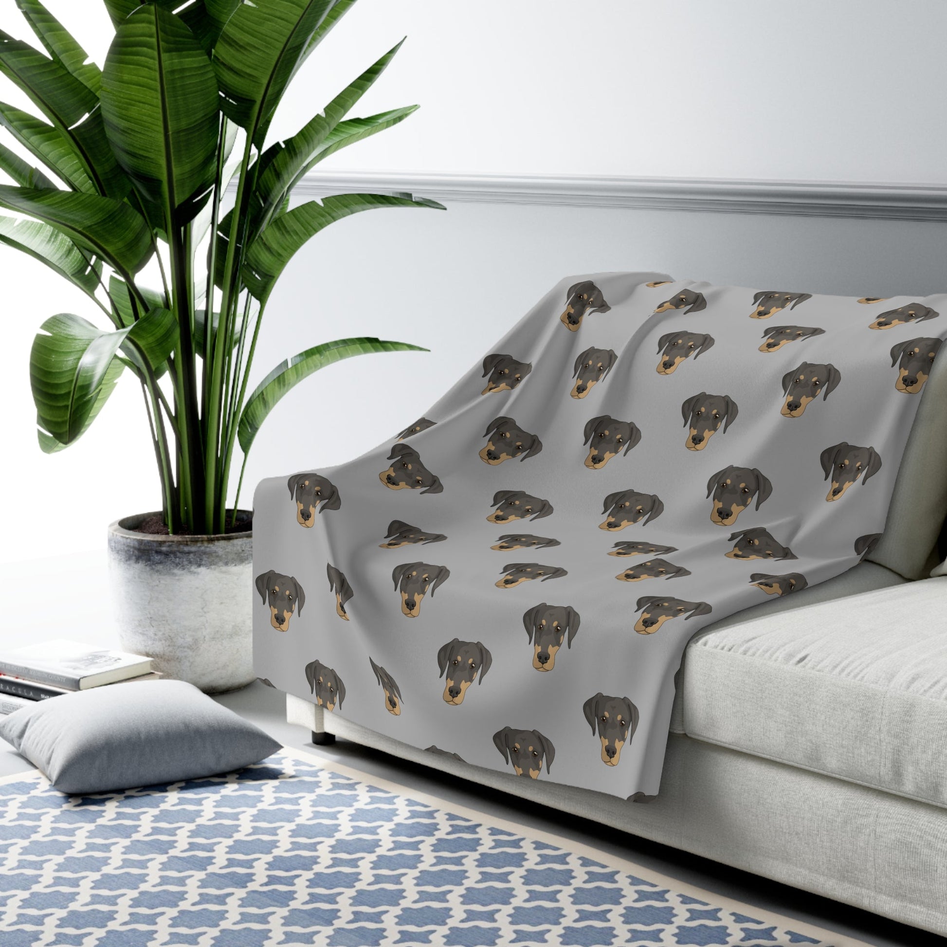 Doberman Faces | Sherpa Fleece Blanket - Detezi Designs-17594313955841349062