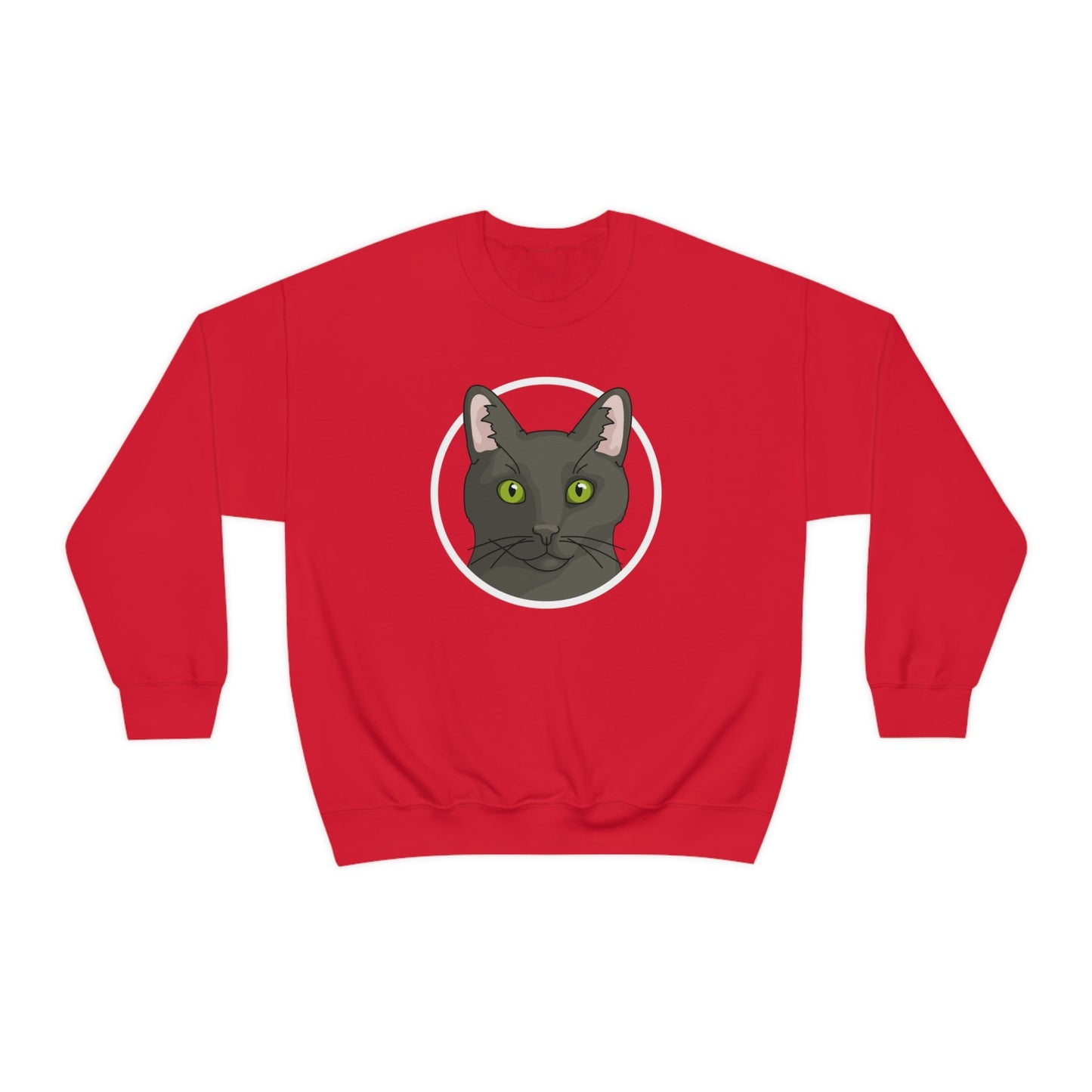 DSH Black Cat Circle | Crewneck Sweatshirt - Detezi Designs-12226176637493301958