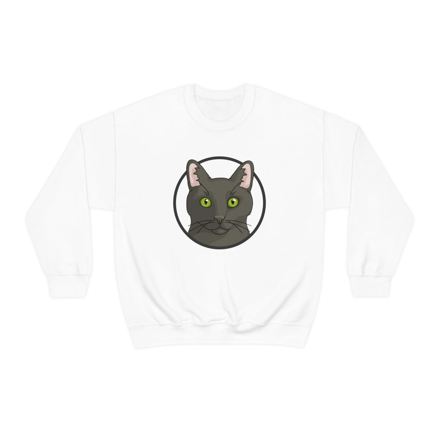 DSH Black Cat Circle | Crewneck Sweatshirt - Detezi Designs-18904789735610309624