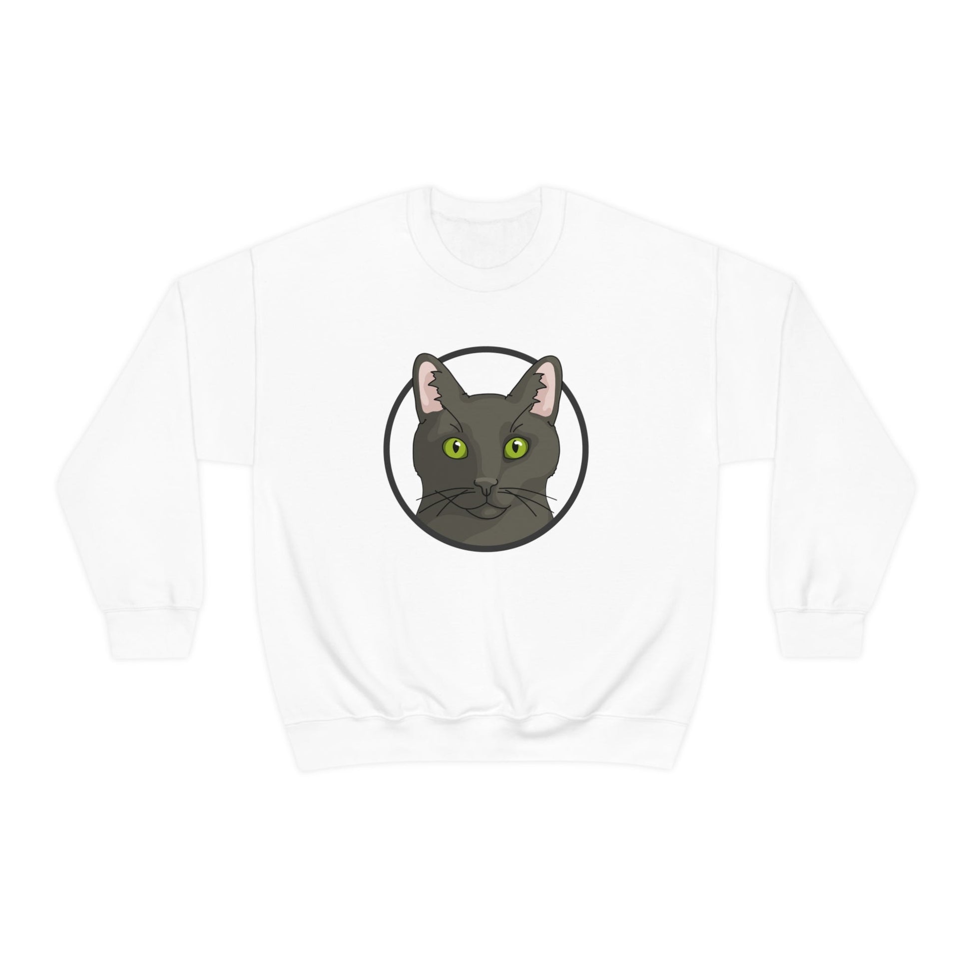 DSH Black Cat Circle | Crewneck Sweatshirt - Detezi Designs-18904789735610309624