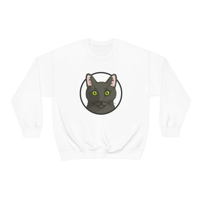 DSH Black Cat Circle | Crewneck Sweatshirt - Detezi Designs-18904789735610309624