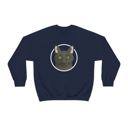 DSH Black Cat Circle | Crewneck Sweatshirt - Detezi Designs-21712341940573074480