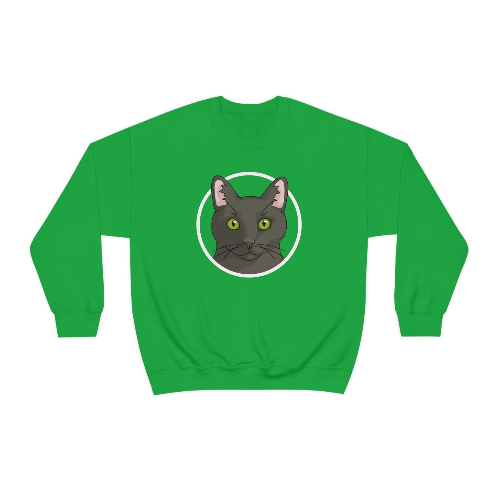 DSH Black Cat Circle | Crewneck Sweatshirt - Detezi Designs-27749903514570605694