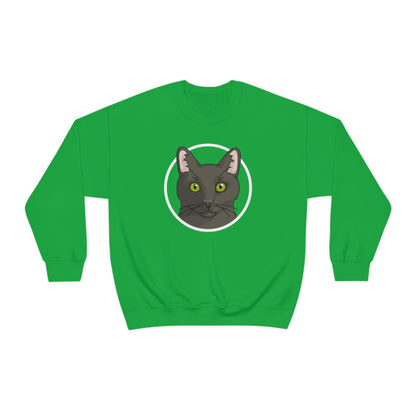 DSH Black Cat Circle | Crewneck Sweatshirt - Detezi Designs-27749903514570605694