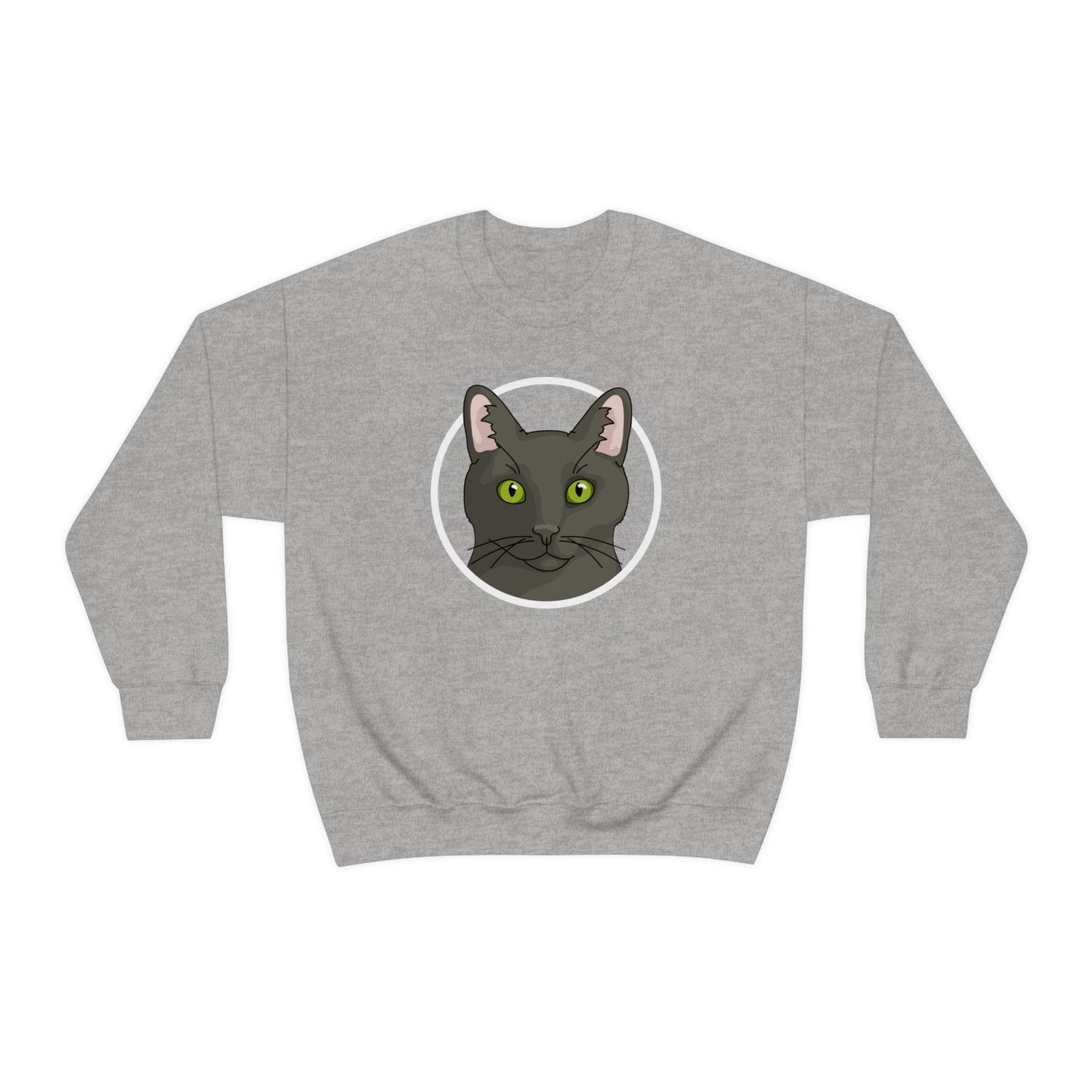 DSH Black Cat Circle | Crewneck Sweatshirt - Detezi Designs-29302976081028977626