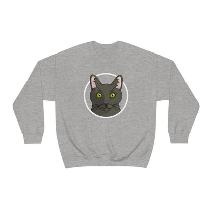 DSH Black Cat Circle | Crewneck Sweatshirt - Detezi Designs-29302976081028977626