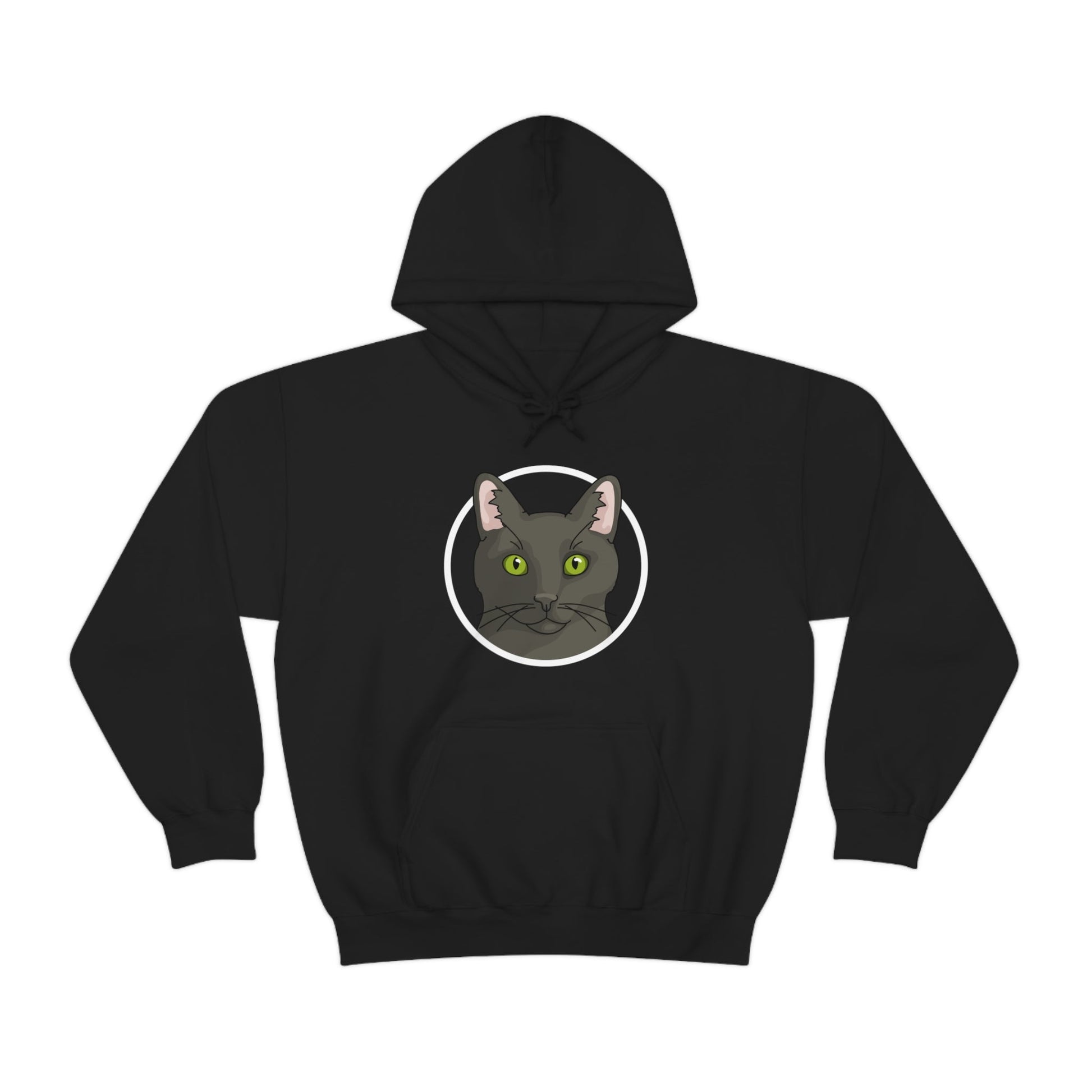 DSH Black Cat Circle | Hooded Sweatshirt - Detezi Designs-19585034948145837698