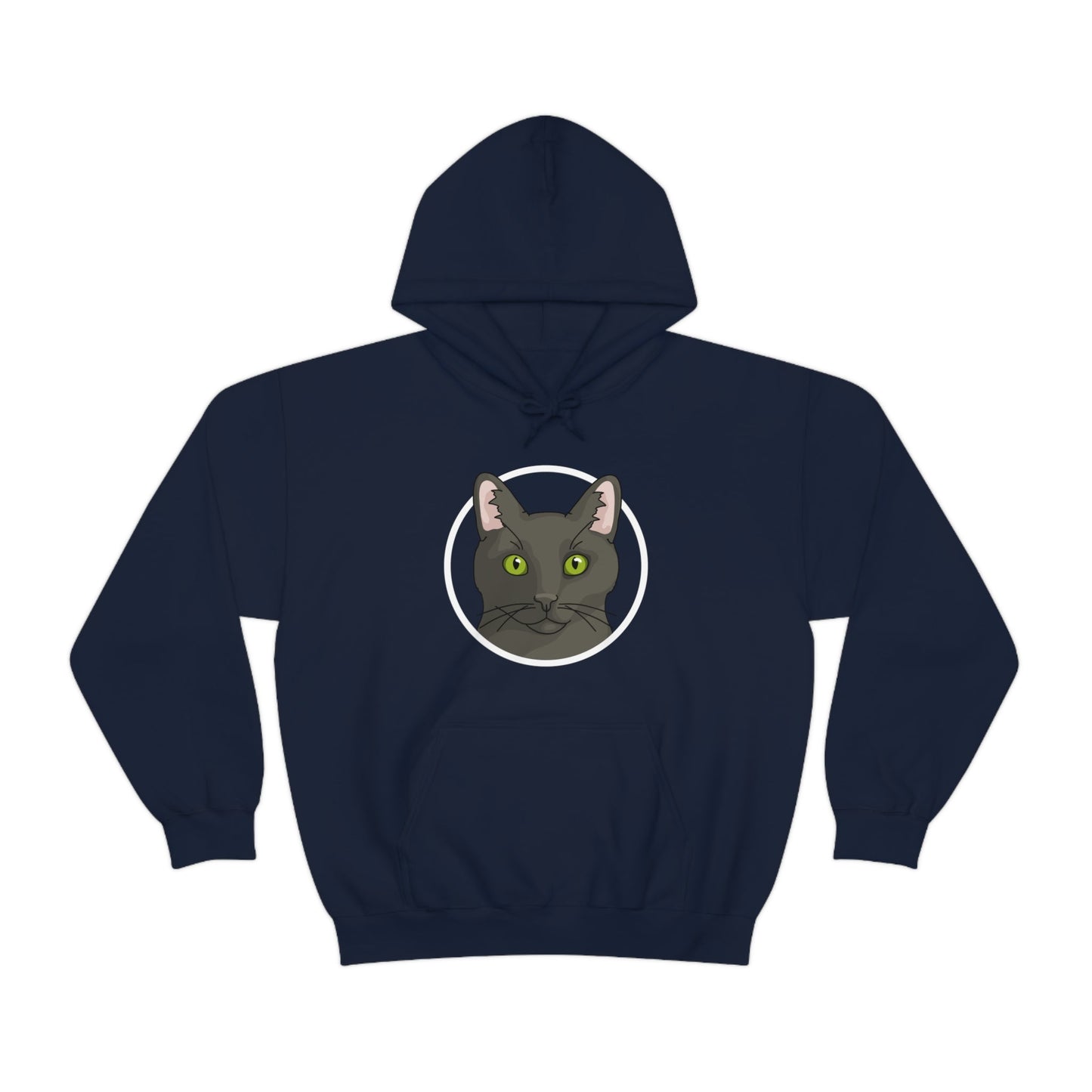 DSH Black Cat Circle | Hooded Sweatshirt - Detezi Designs-20557782886669864186