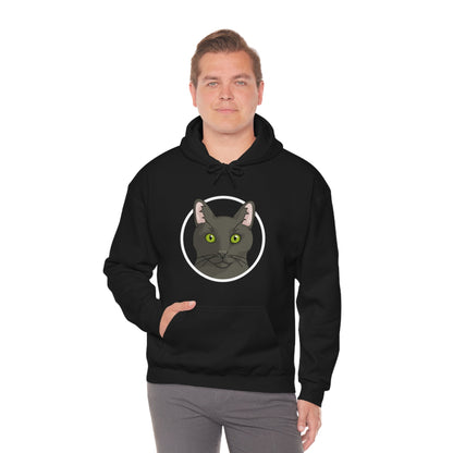 DSH Black Cat Circle | Hooded Sweatshirt - Detezi Designs-33055771538019284547