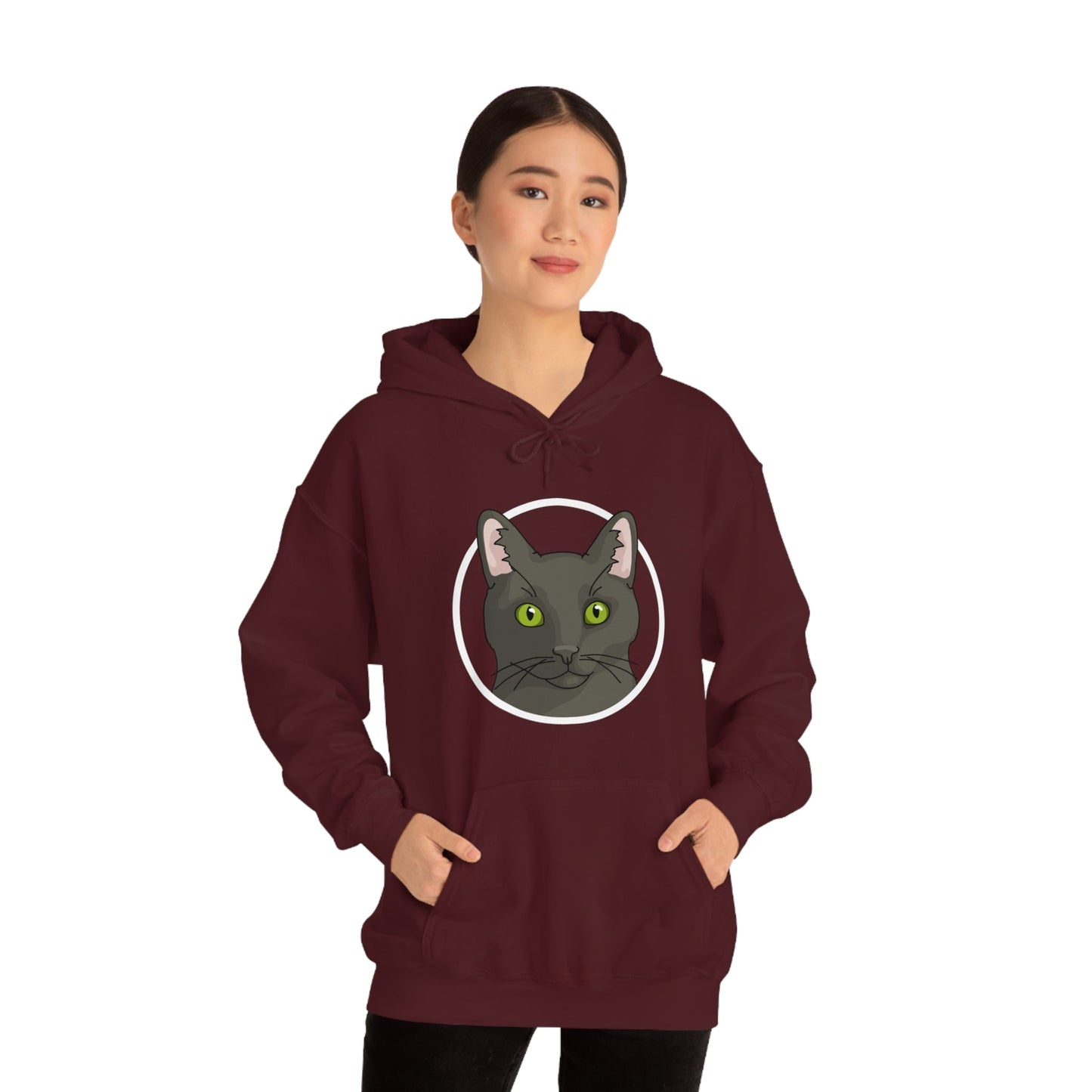 DSH Black Cat Circle | Hooded Sweatshirt - Detezi Designs-33055771538019284547