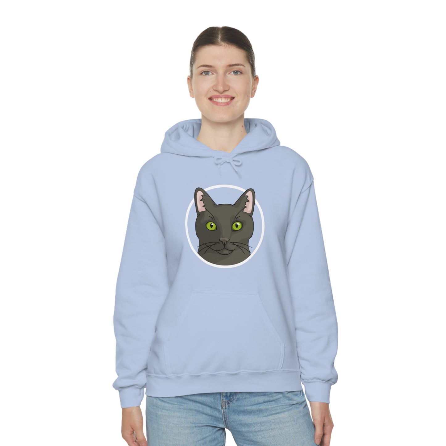 DSH Black Cat Circle | Hooded Sweatshirt - Detezi Designs-33055771538019284547