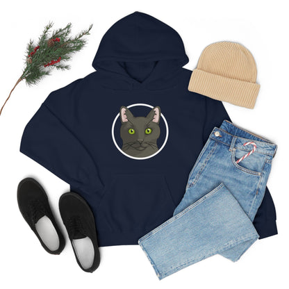 DSH Black Cat Circle | Hooded Sweatshirt - Detezi Designs-33055771538019284547