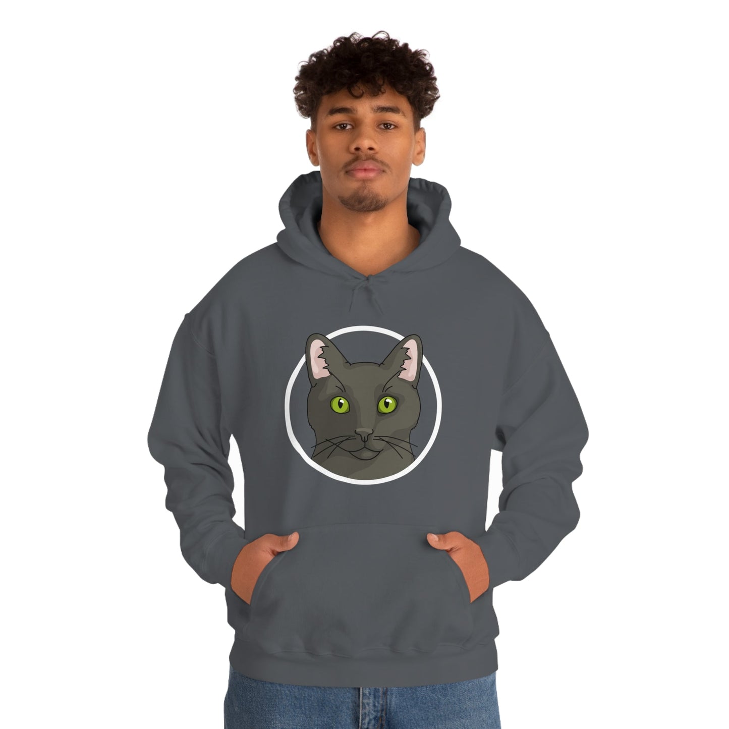 DSH Black Cat Circle | Hooded Sweatshirt - Detezi Designs-33055771538019284547