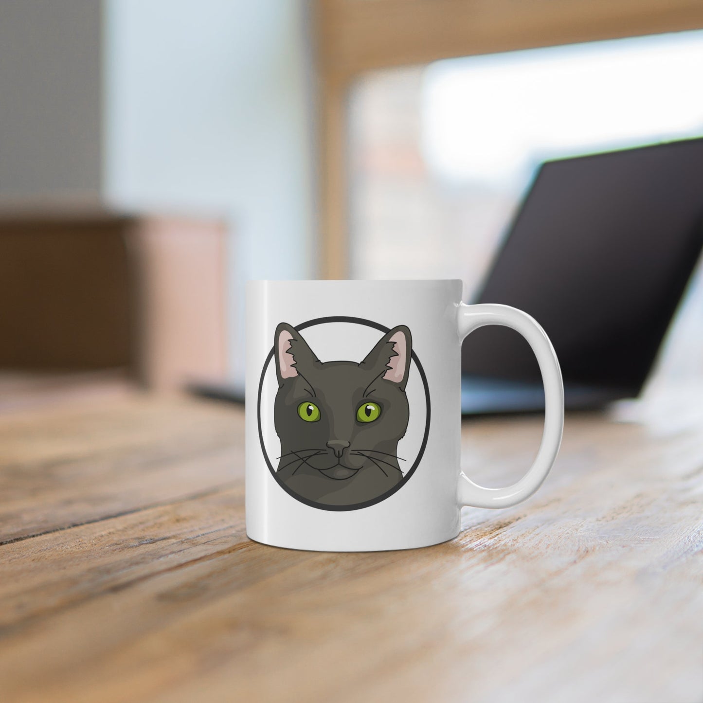 DSH Black Cat Circle | Mug - Detezi Designs-57017642939702897262