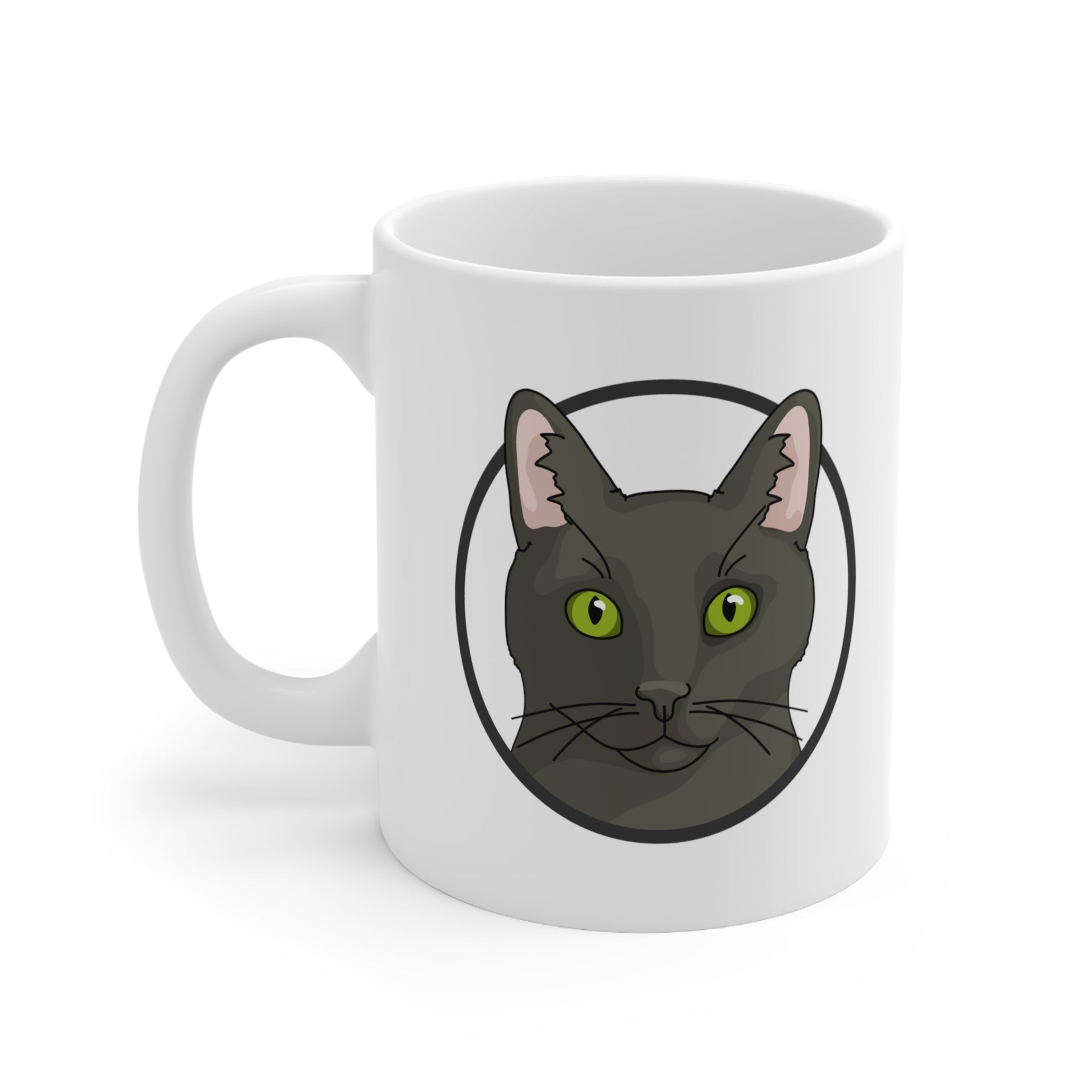 DSH Black Cat Circle | Mug - Detezi Designs-57017642939702897262