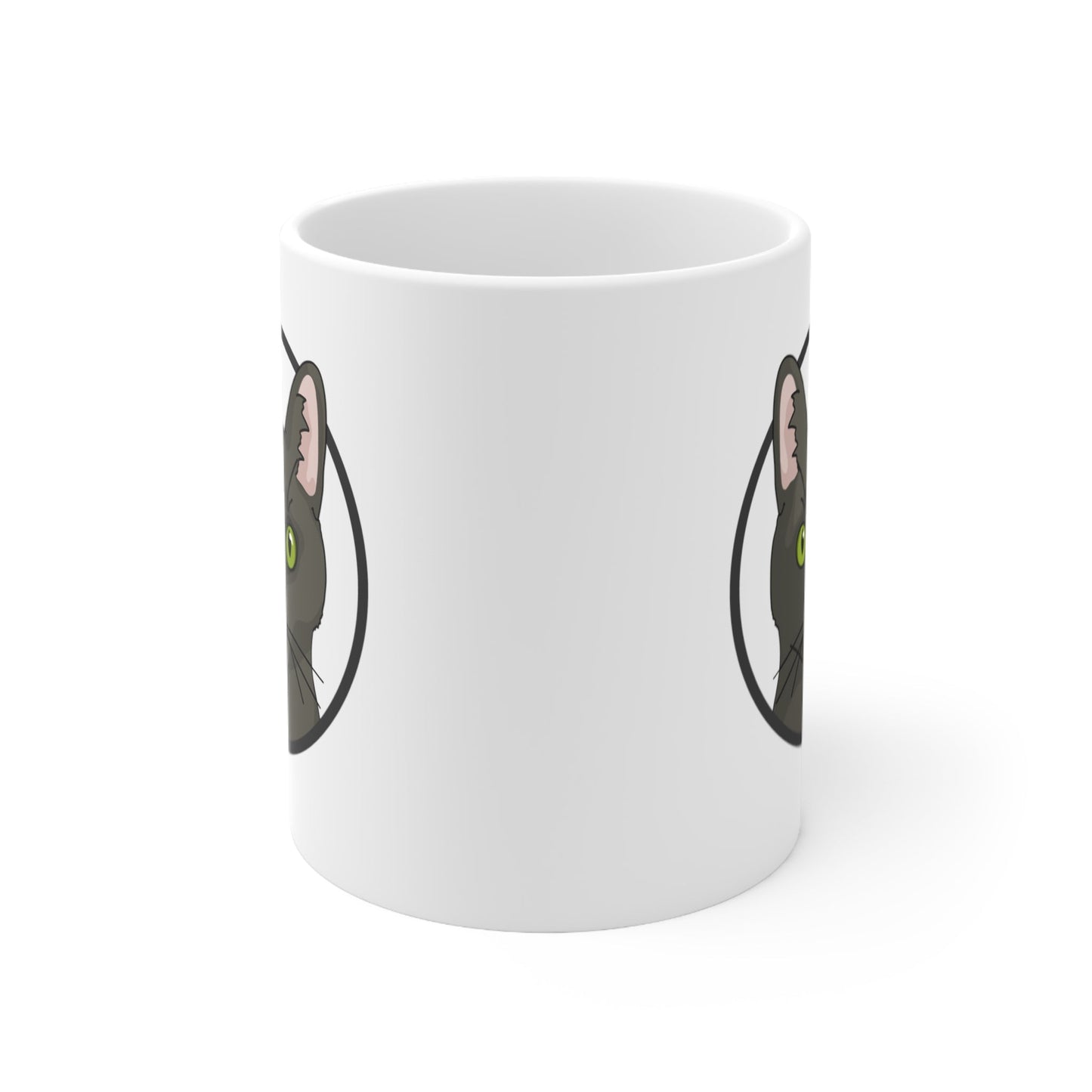 DSH Black Cat Circle | Mug - Detezi Designs-57017642939702897262