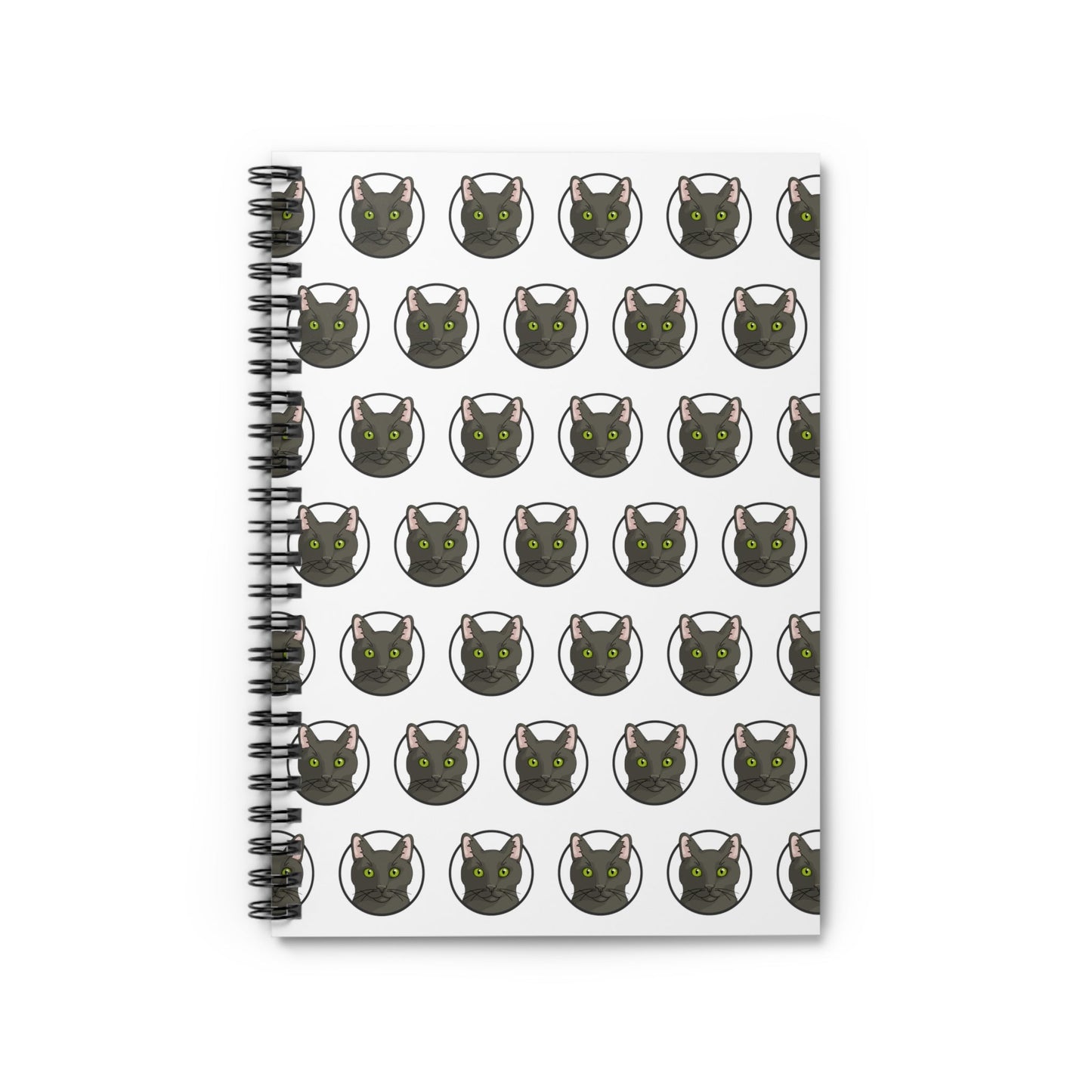 DSH Black Cat Circle | Spiral Notebook - Detezi Designs-14133527031714809600