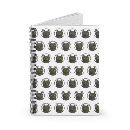 DSH Black Cat Circle | Spiral Notebook - Detezi Designs-14133527031714809600