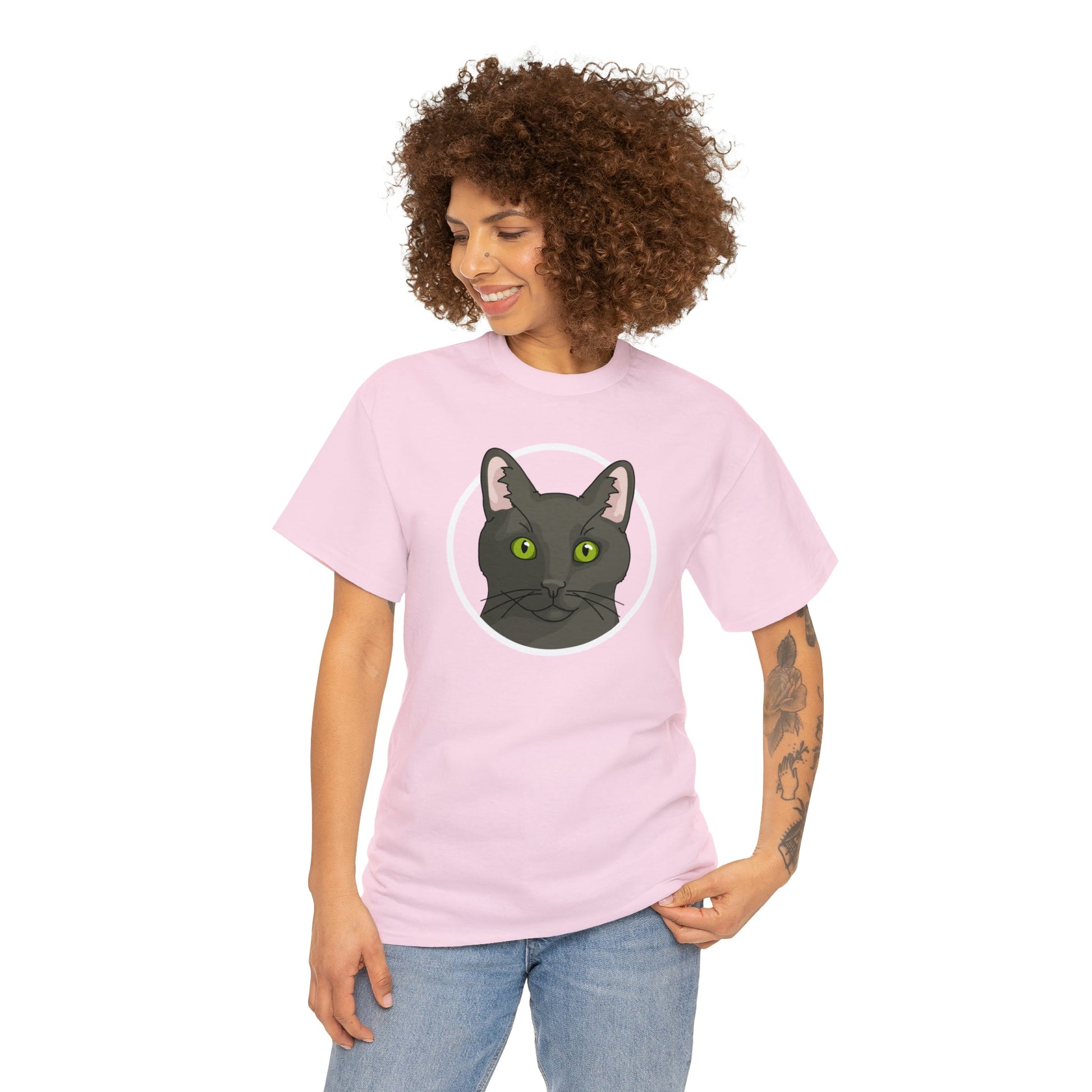 DSH Black Cat Circle | T-shirt - Detezi Designs-63784664825441543441