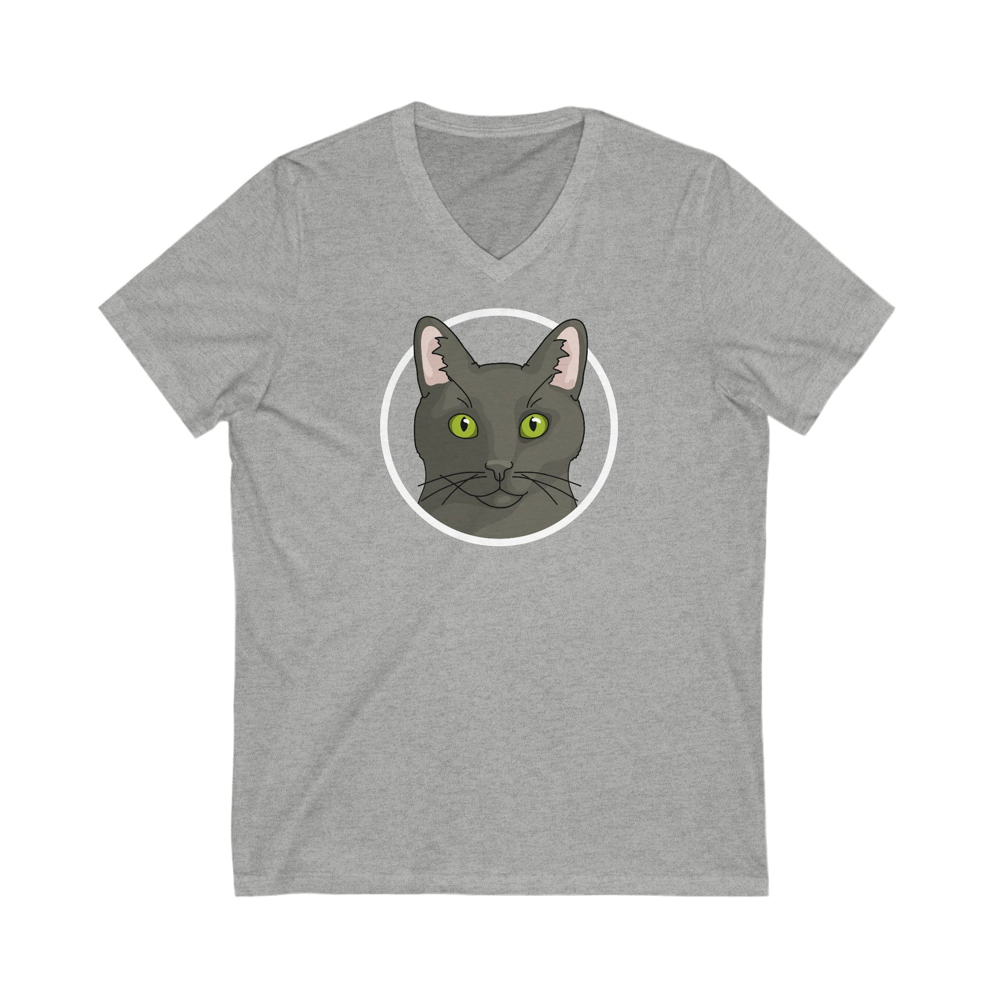 DSH Black Cat Circle | Unisex V-Neck Tee - Detezi Designs-20111647104229672368