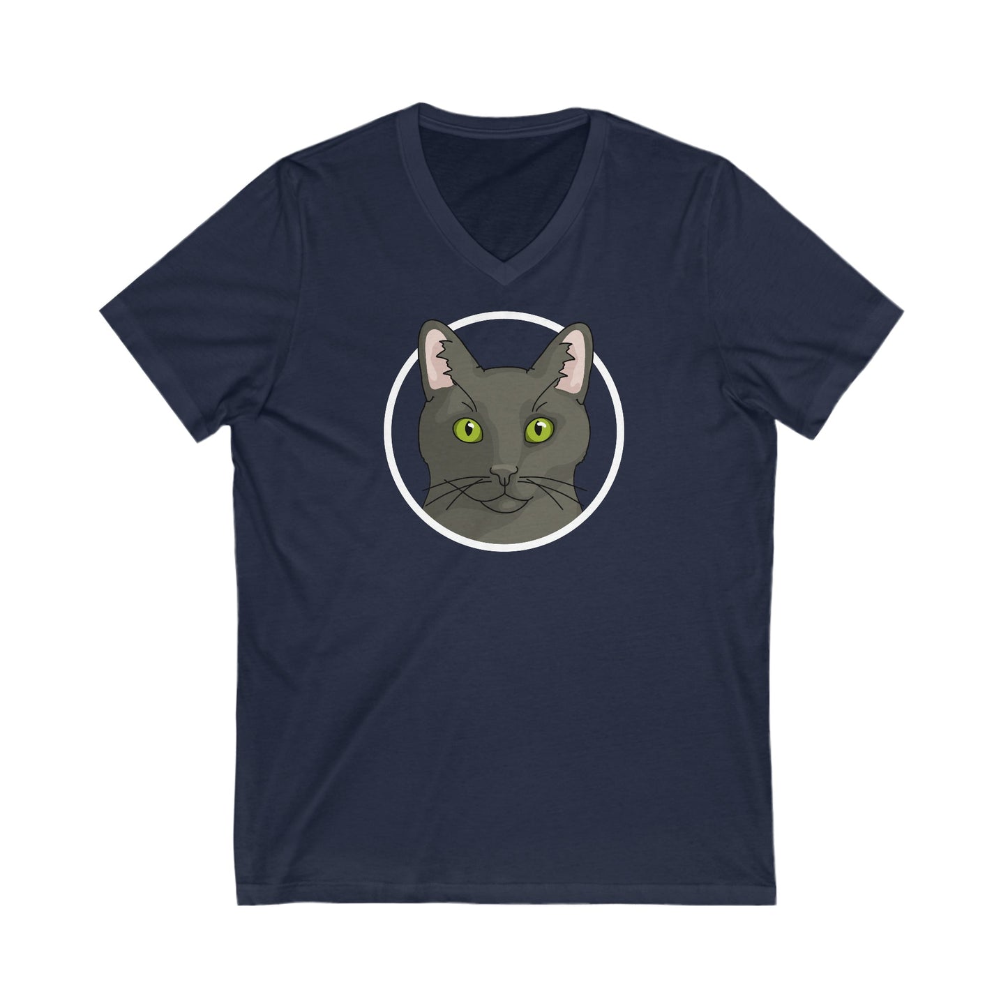 DSH Black Cat Circle | Unisex V-Neck Tee - Detezi Designs-21177157882029120102