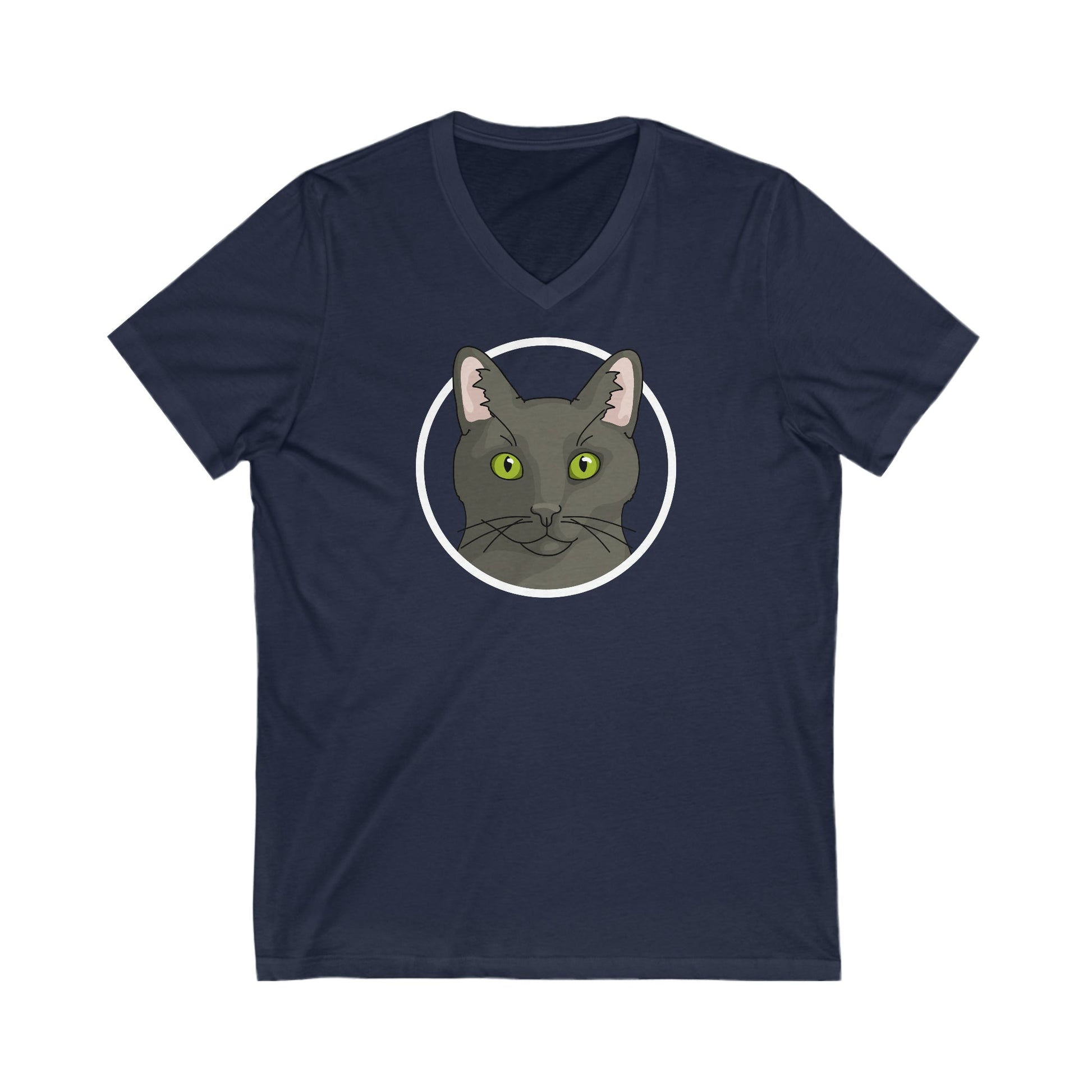 DSH Black Cat Circle | Unisex V-Neck Tee - Detezi Designs-21177157882029120102