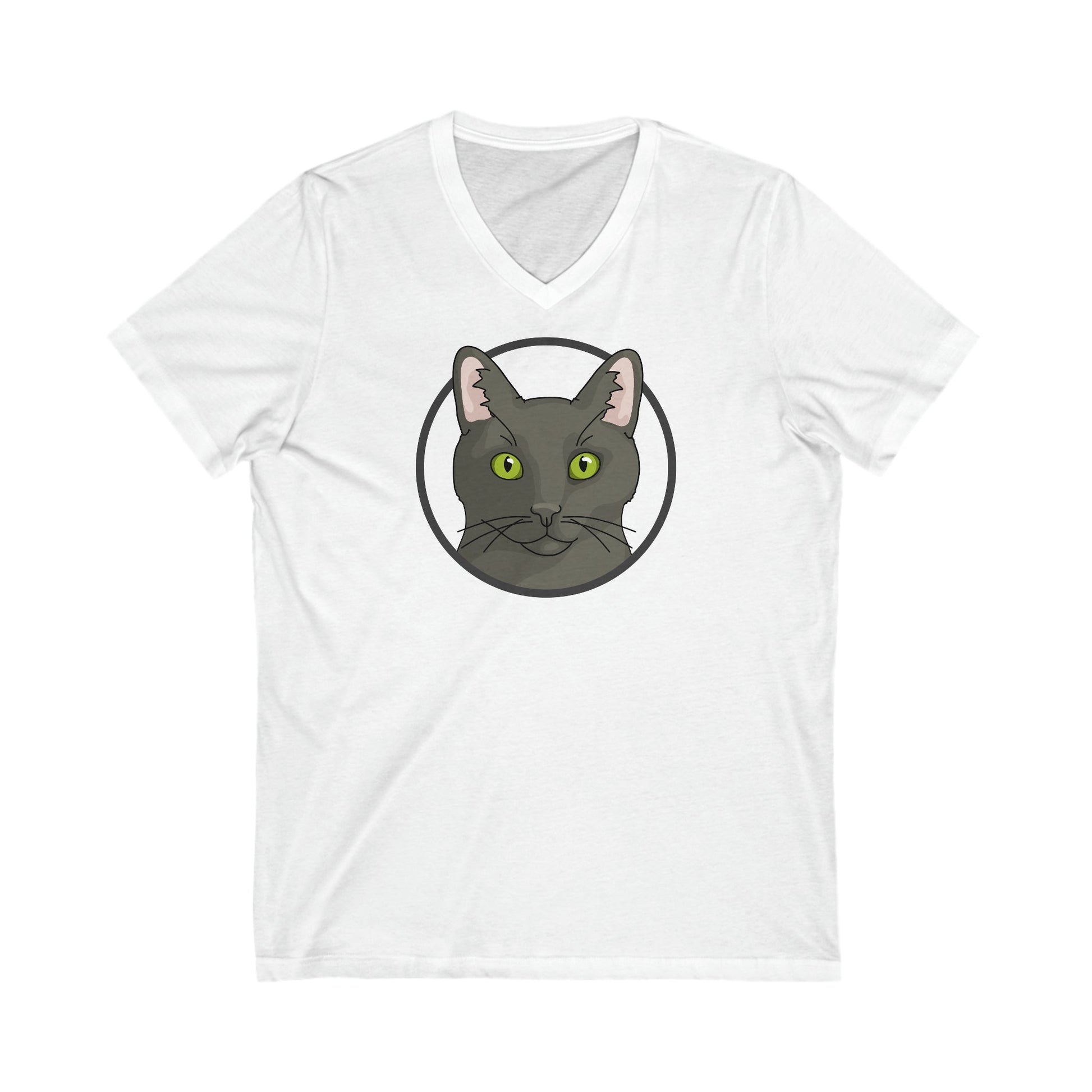 DSH Black Cat Circle | Unisex V-Neck Tee - Detezi Designs-23013189649658273690