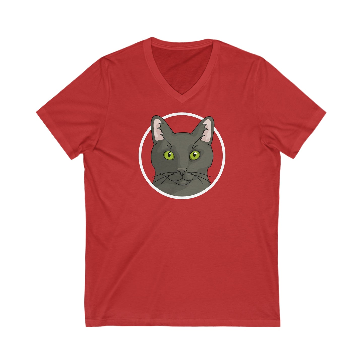 DSH Black Cat Circle | Unisex V-Neck Tee - Detezi Designs-31074716522535649115