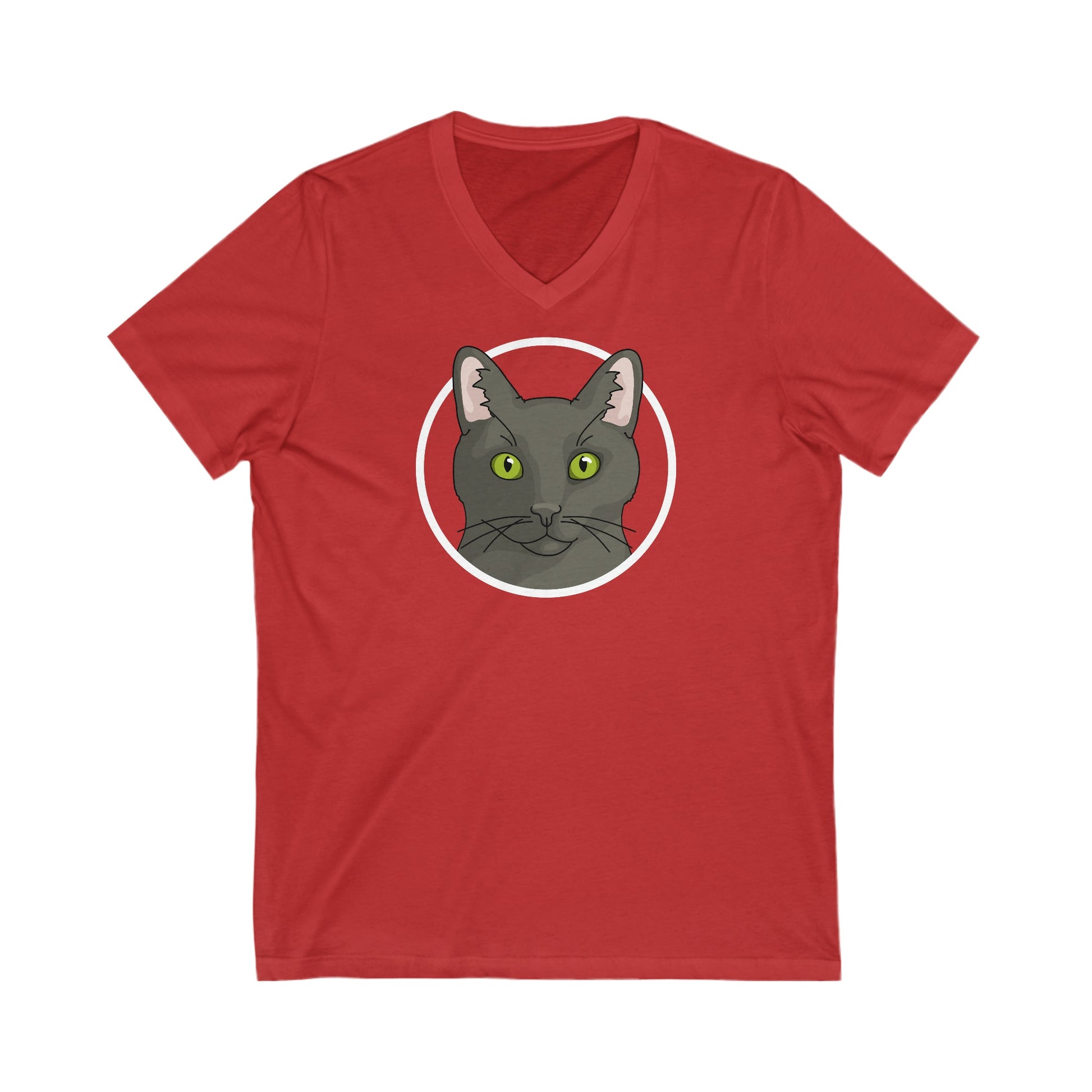 DSH Black Cat Circle | Unisex V-Neck Tee - Detezi Designs-31074716522535649115