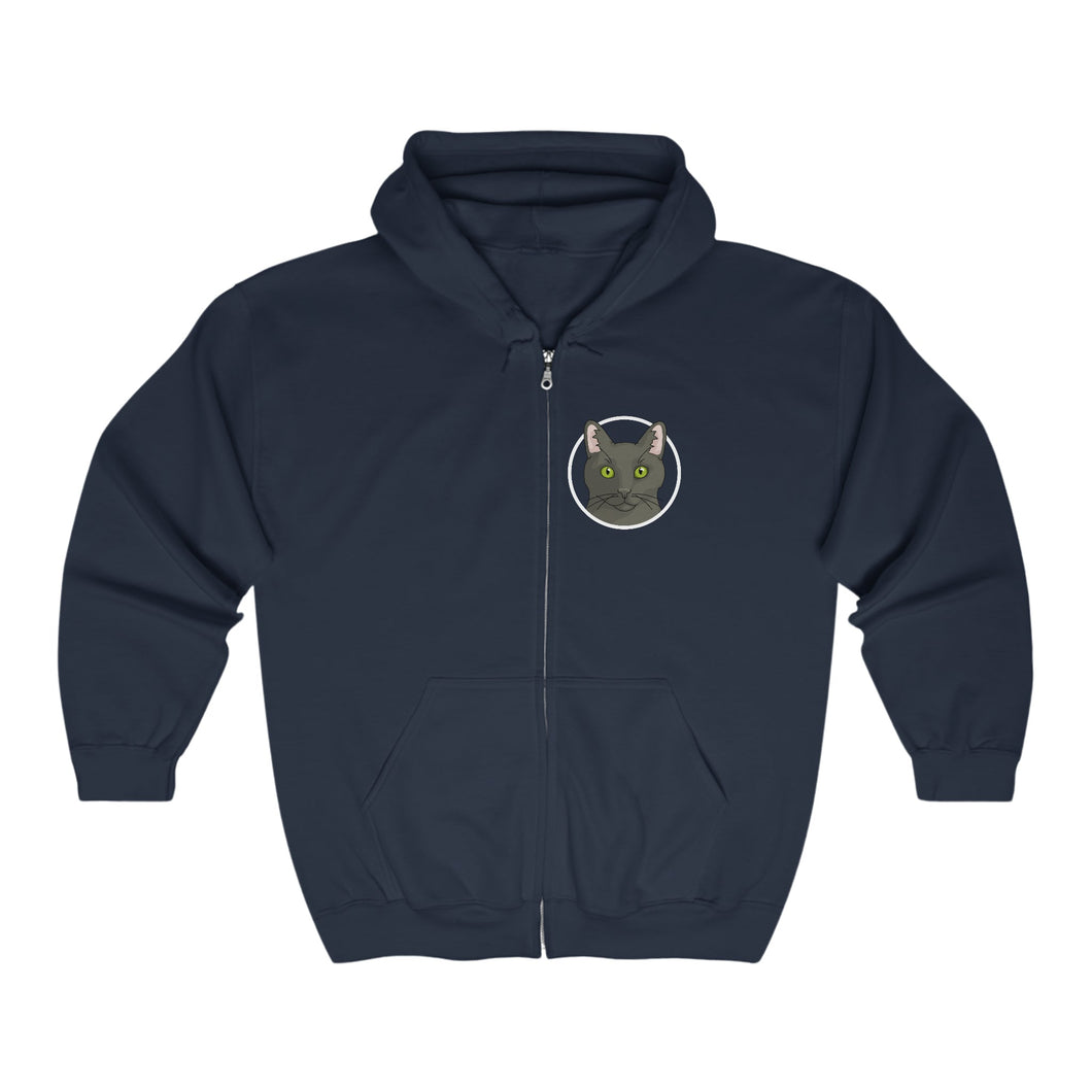 DSH Black Cat Circle | Zip-up Sweatshirt - Detezi Designs-73612382890852345074