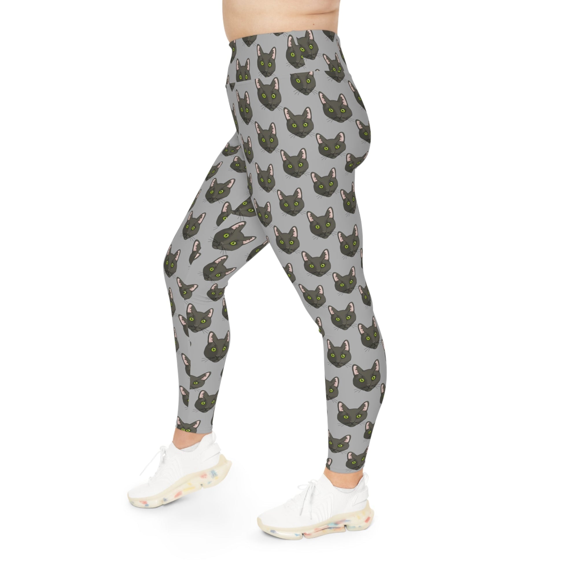 DSH Black Cat Face | Leggings - Detezi Designs-14510721312802841427