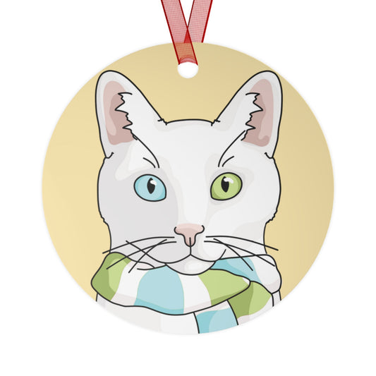 DSH Cat - White | 2023 Holiday Ornament - Detezi Designs-23655523723406939489