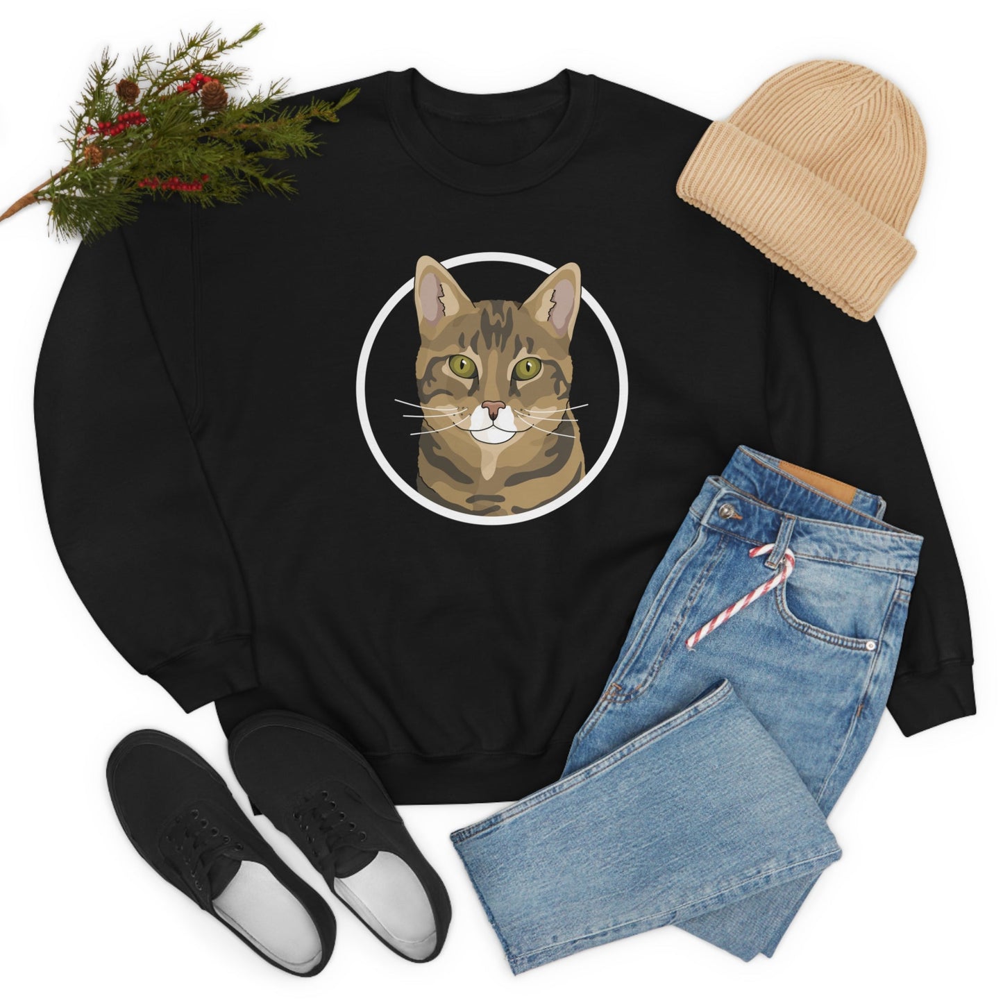 DSH Tabby Circle | Crewneck Sweatshirt - Detezi Designs-72050710545419836502