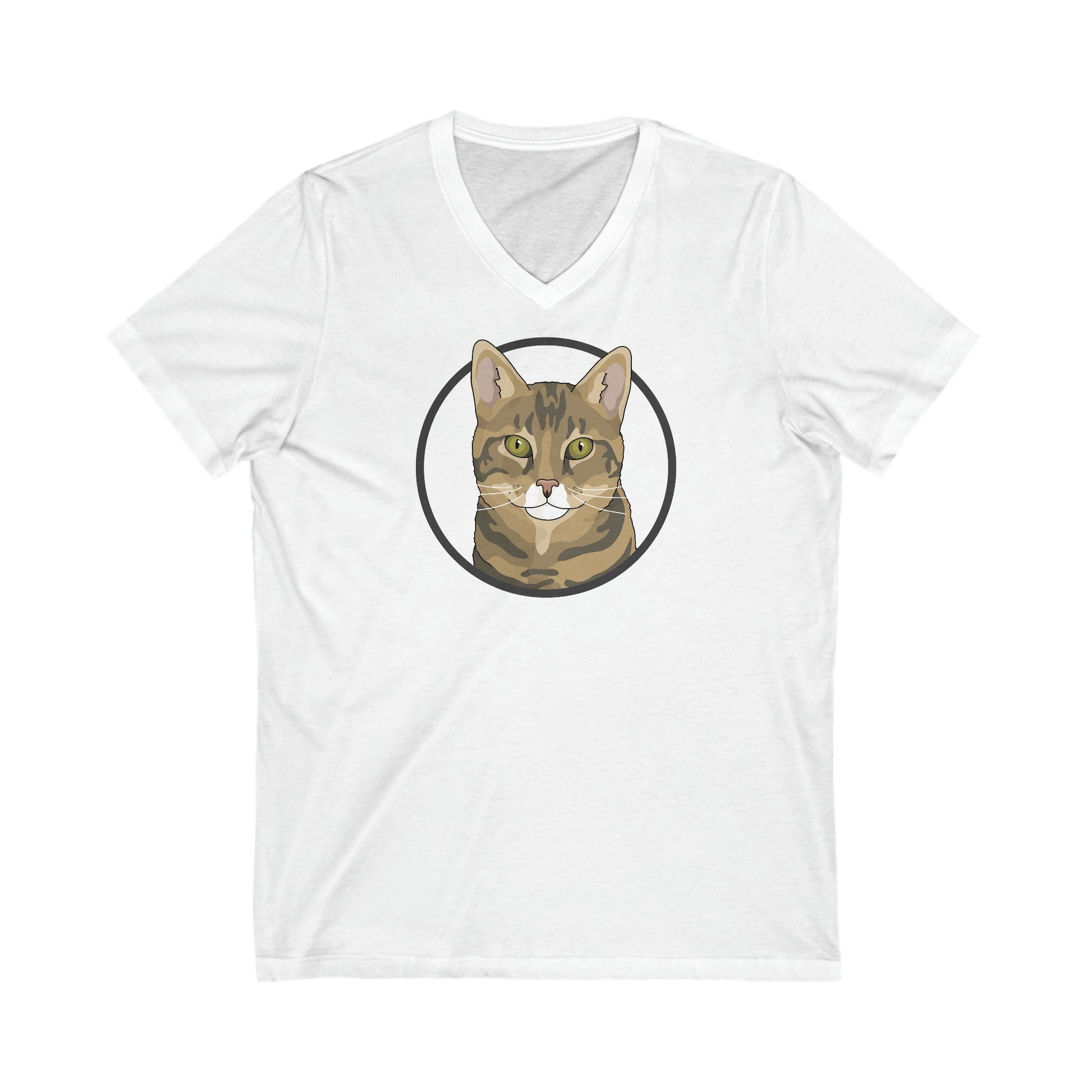 DSH Tabby Circle | Unisex V-Neck Tee - Detezi Designs-24280756830108342462