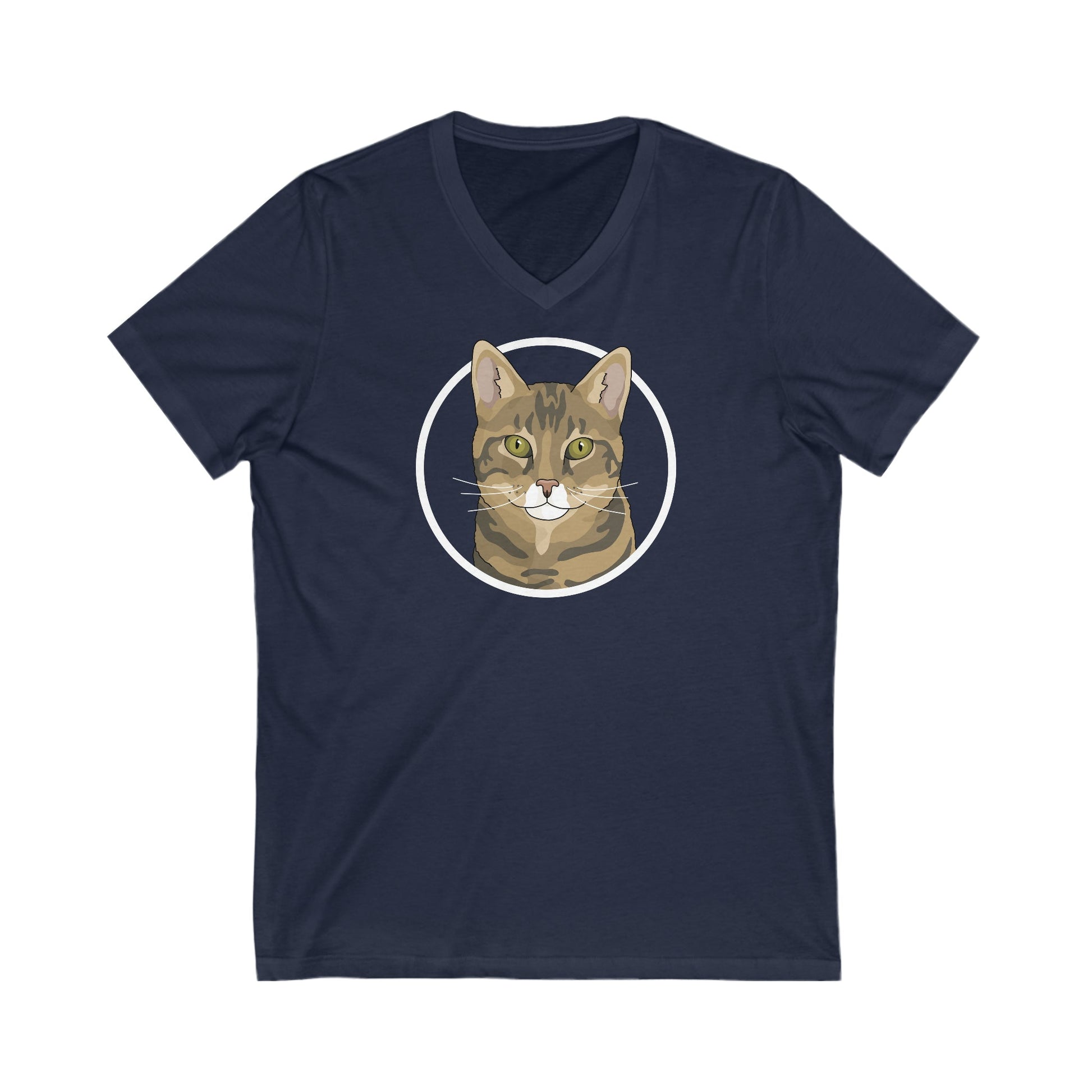 DSH Tabby Circle | Unisex V-Neck Tee - Detezi Designs-30863300548651605644