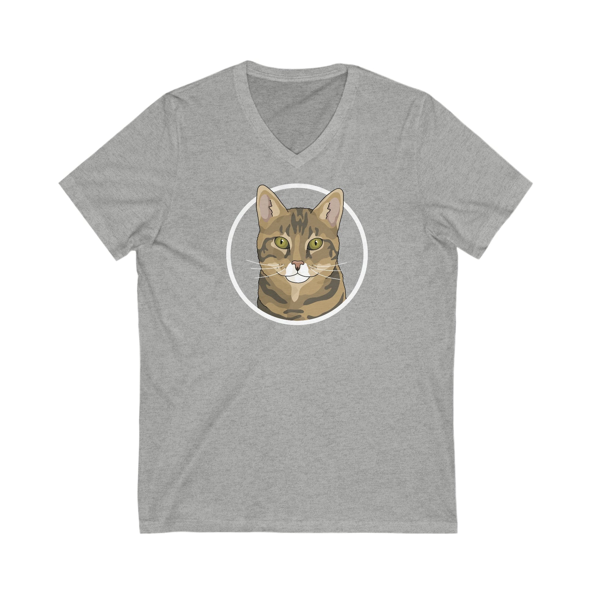 DSH Tabby Circle | Unisex V-Neck Tee - Detezi Designs-58675610156452807708