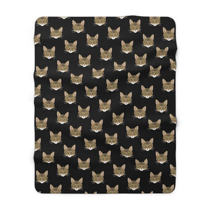 DSH Tabby Faces | Sherpa Fleece Blanket - Detezi Designs-13258747045673591891