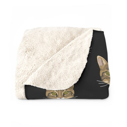 DSH Tabby Faces | Sherpa Fleece Blanket - Detezi Designs-56434901751532469813