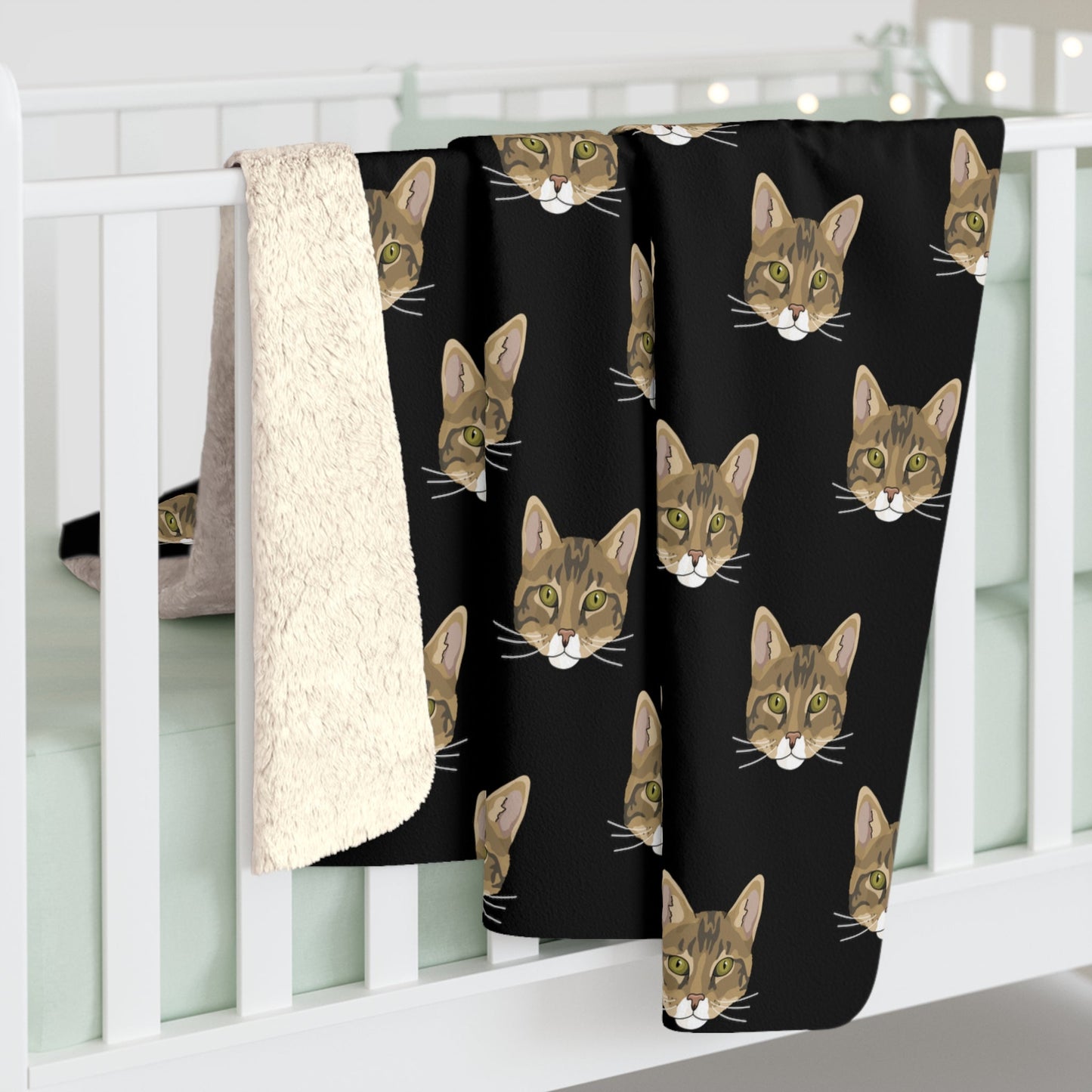 DSH Tabby Faces | Sherpa Fleece Blanket - Detezi Designs-56434901751532469813